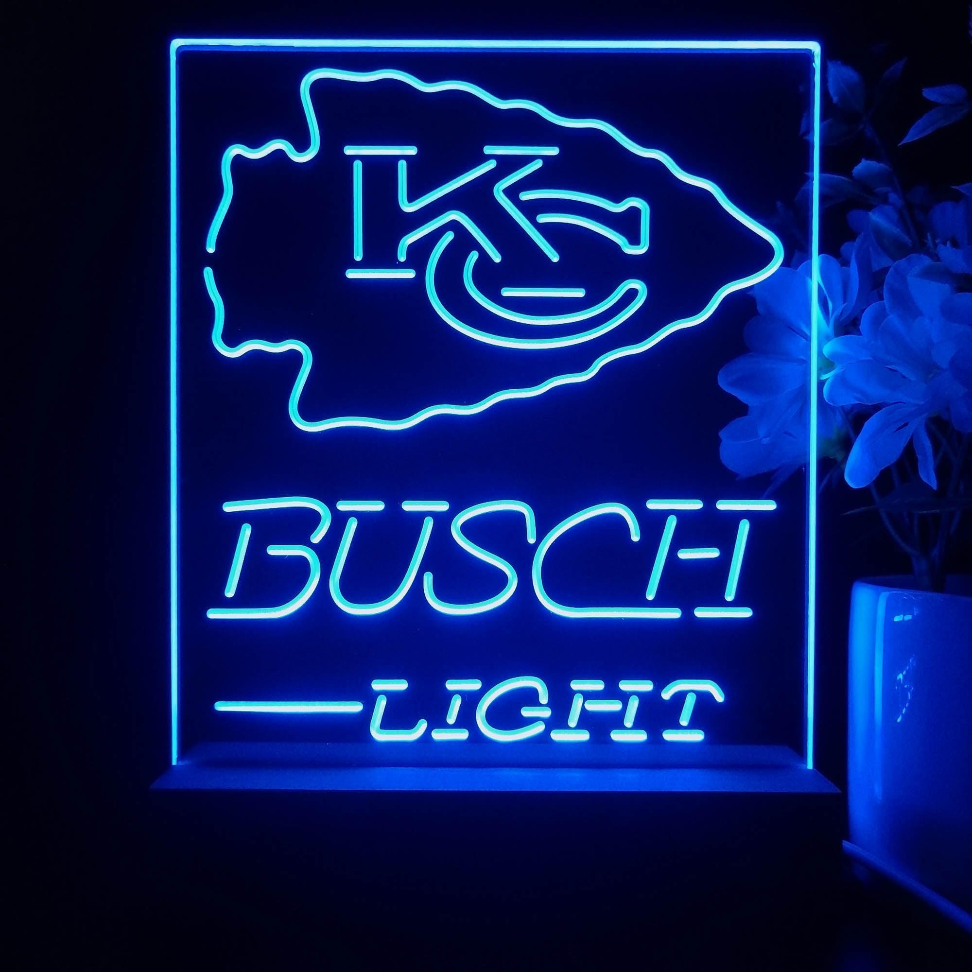 Kansas City Chiefs Busch Light Led Light Sign Pub Bar Lamp