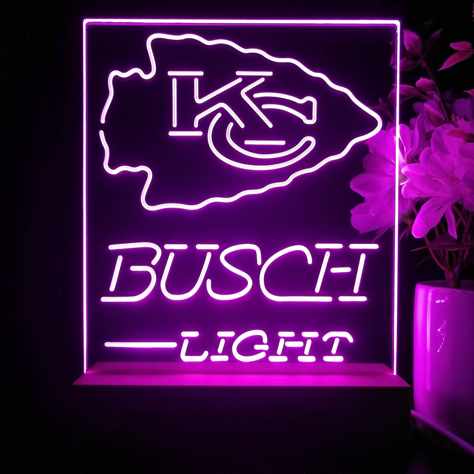 Kansas City Chiefs Busch Light Led Light Sign Pub Bar Lamp