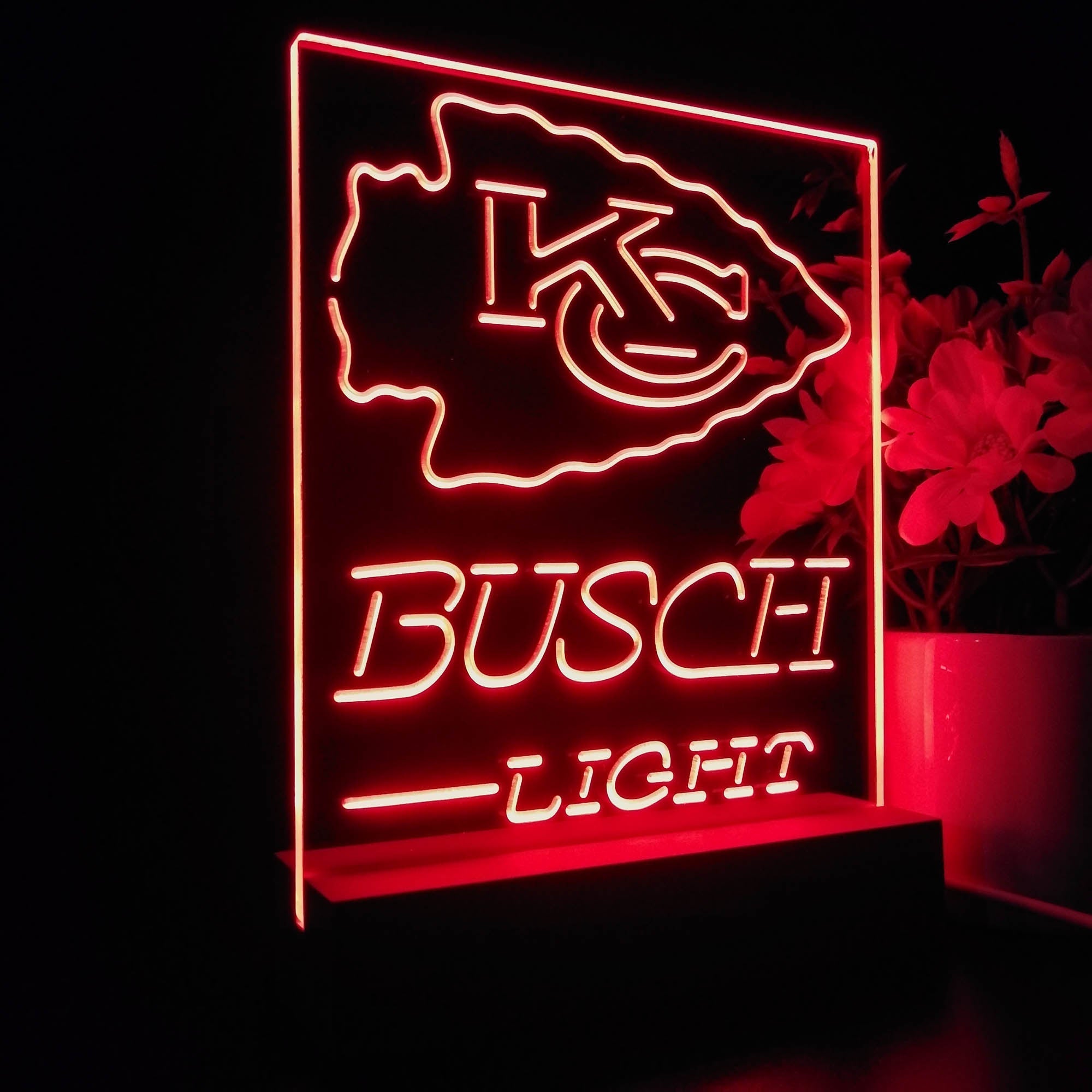 Kansas City Chiefs Busch Light Led Light Sign Pub Bar Lamp