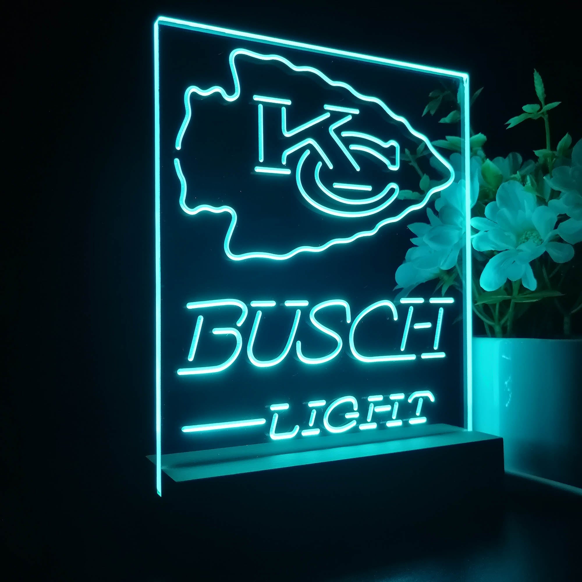 Kansas City Chiefs Busch Light Led Light Sign Pub Bar Lamp