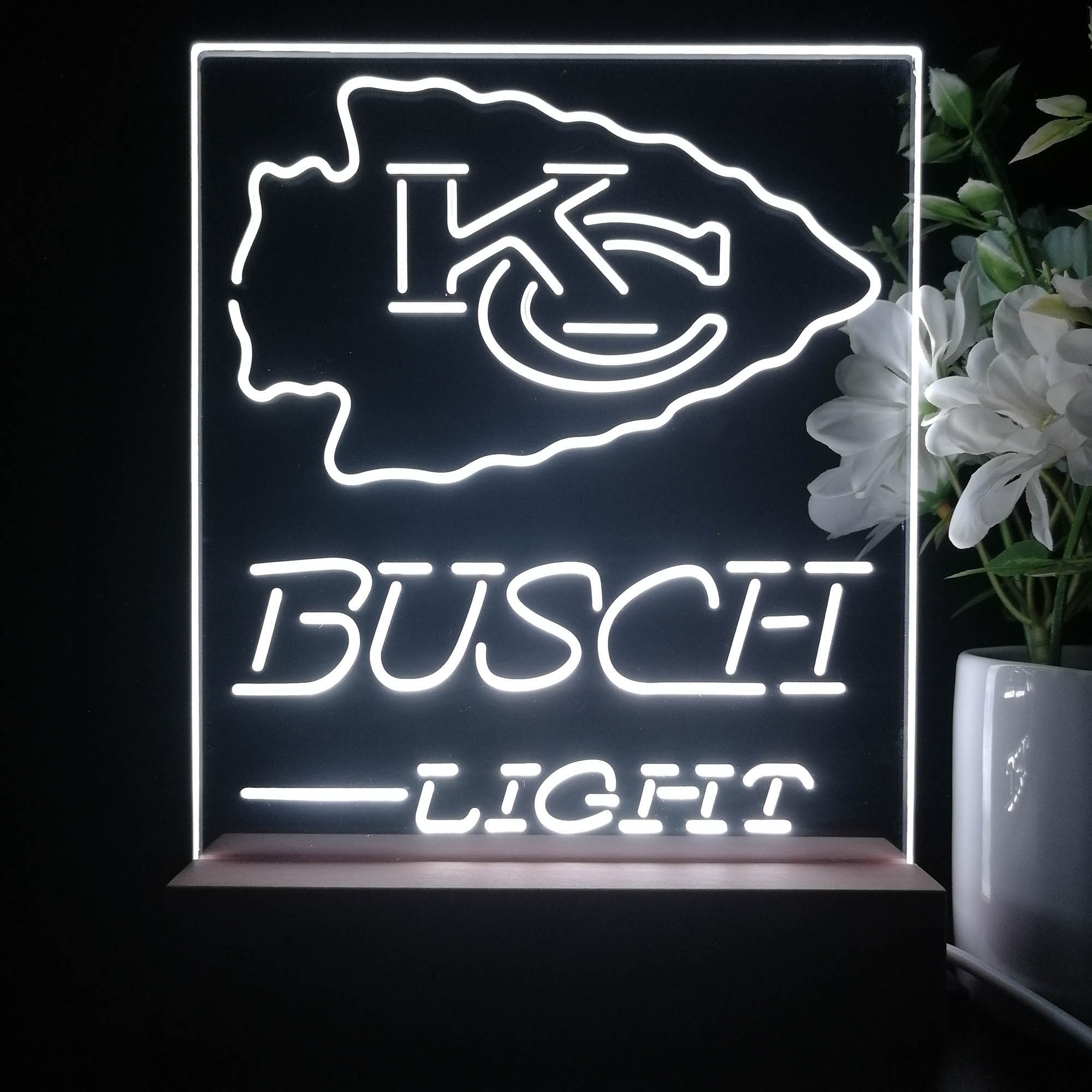 Kansas City Chiefs Busch Light Led Light Sign Pub Bar Lamp