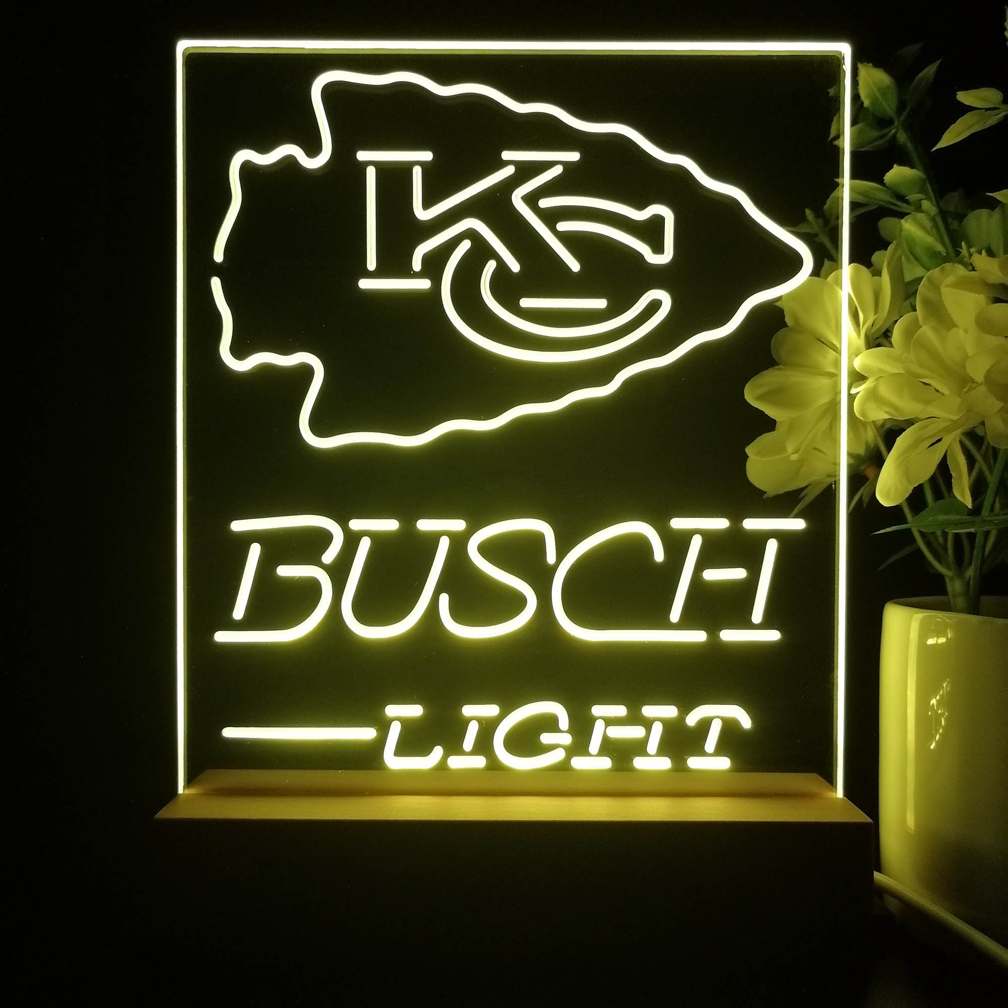 Kansas City Chiefs Busch Light Led Light Sign Pub Bar Lamp