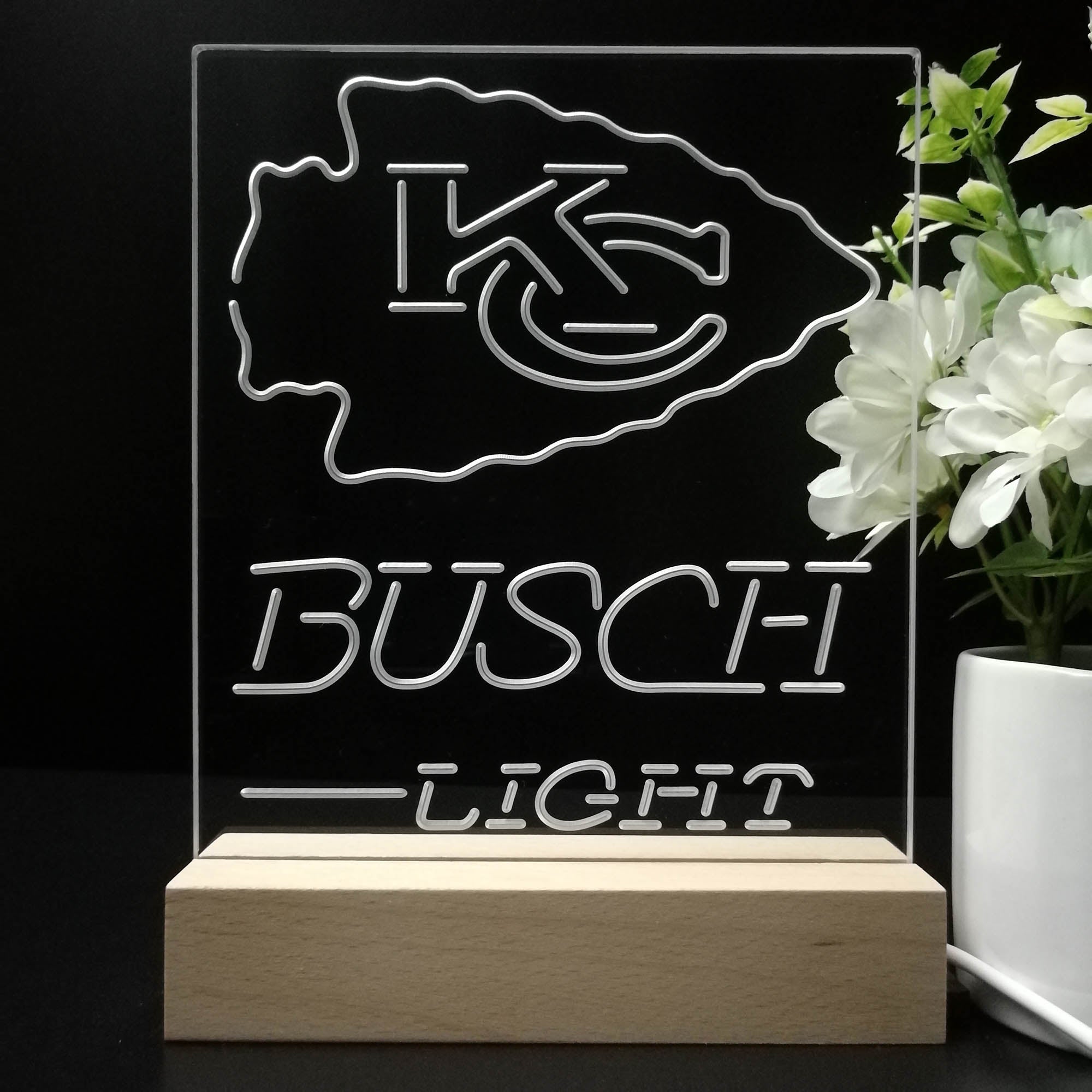 Kansas City Chiefs Busch Light Led Light Sign Pub Bar Lamp