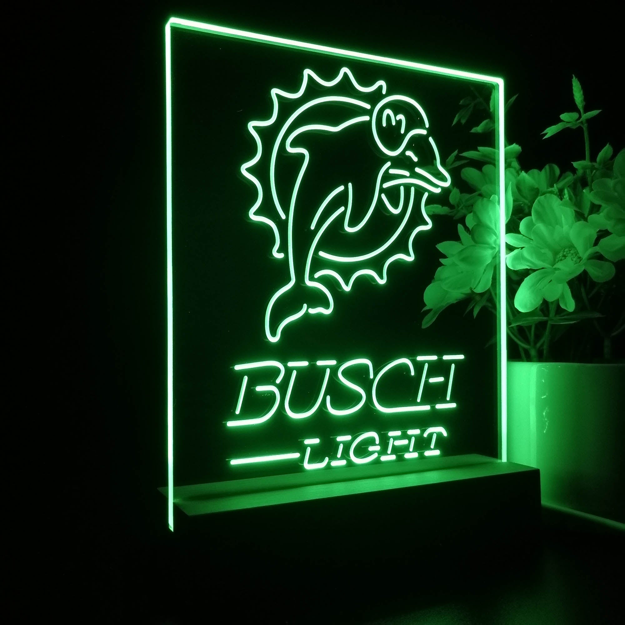 Miami Dolphins Busch Light Led Light Sign Pub Bar Lamp