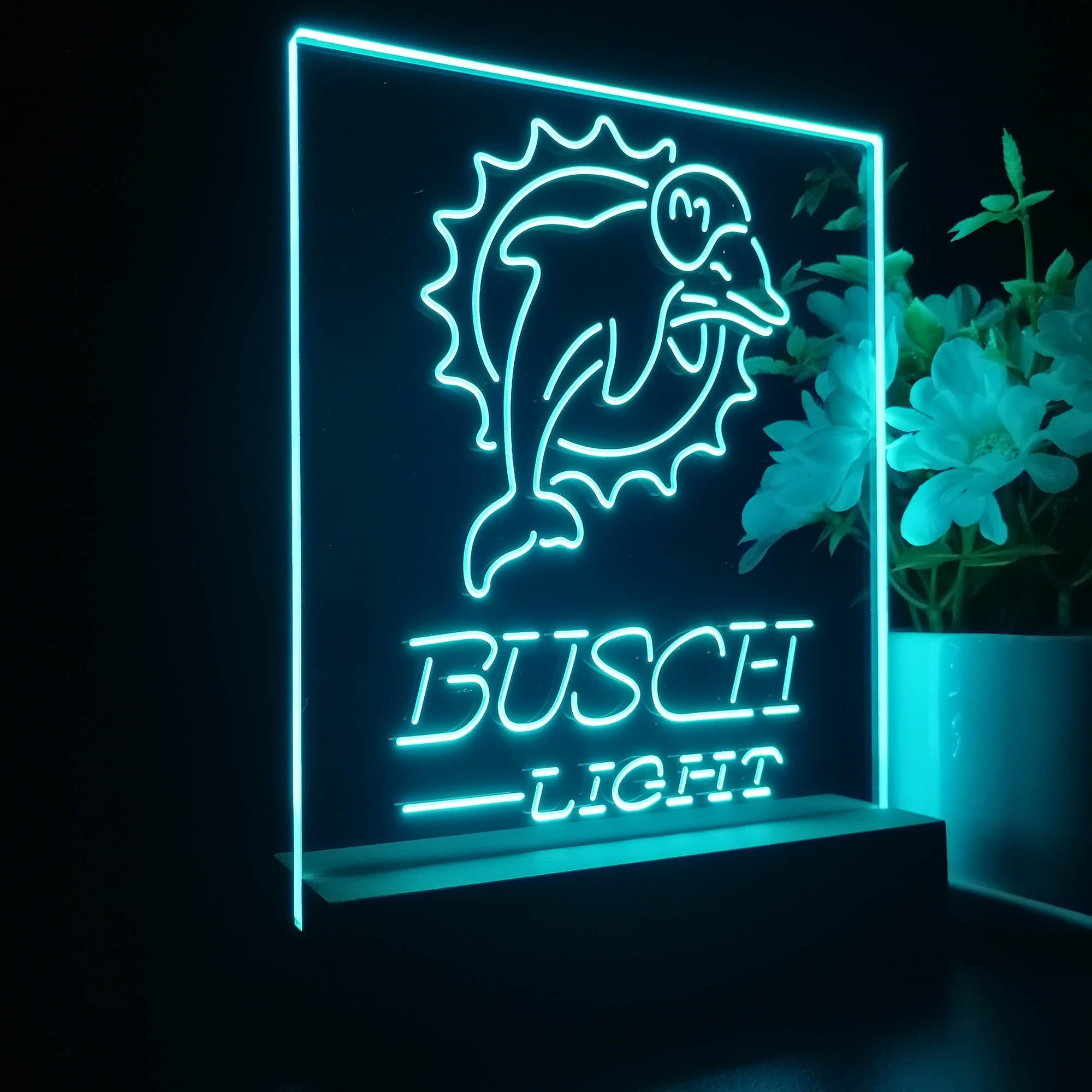 Miami Dolphins Busch Light Led Light Sign Pub Bar Lamp