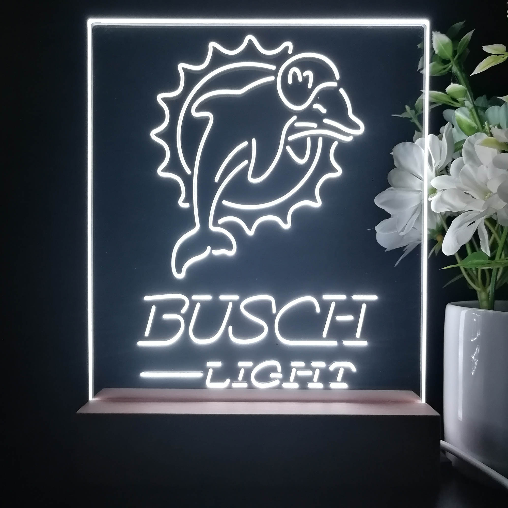 Miami Dolphins Busch Light Led Light Sign Pub Bar Lamp