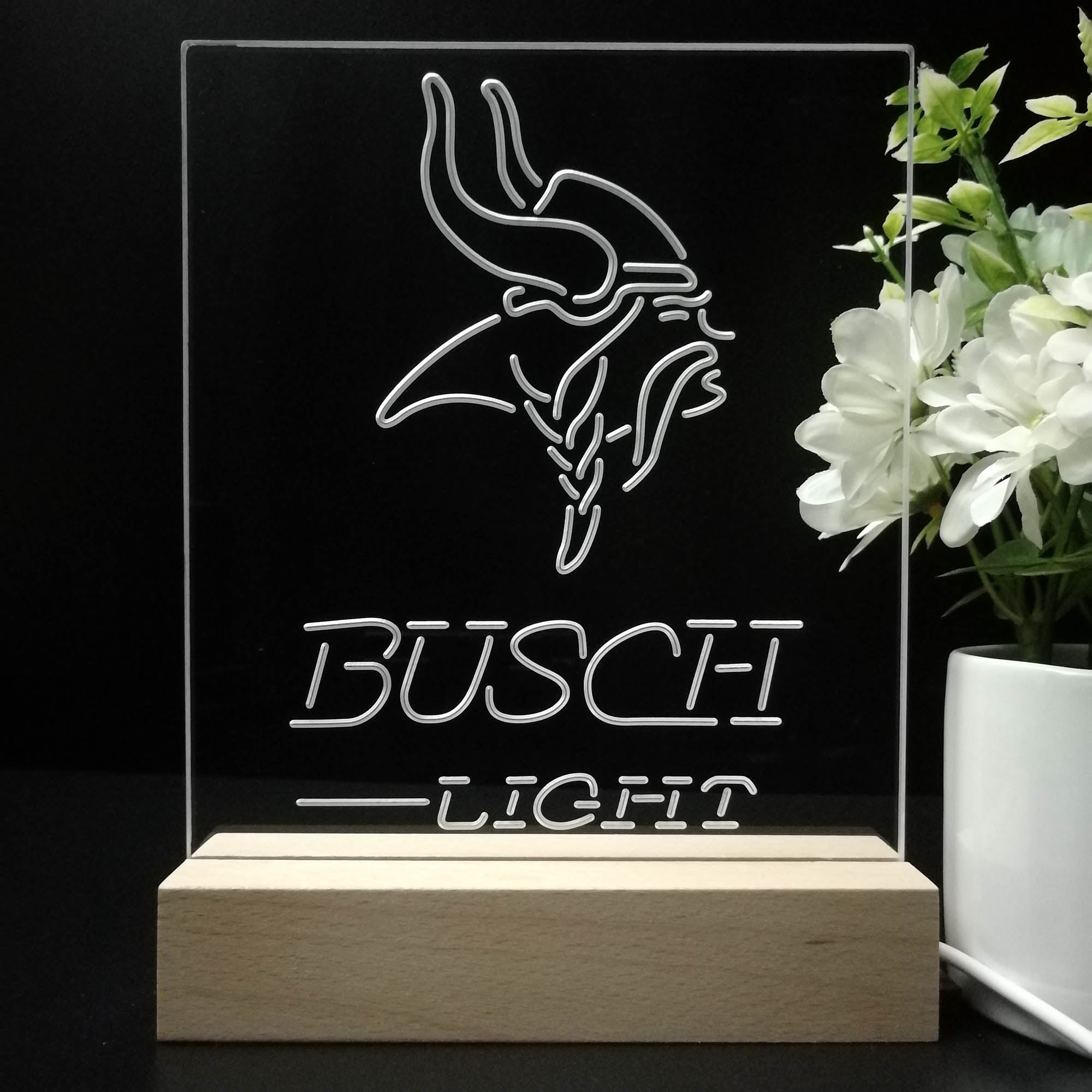 Minnesota Vikings Busch Light Neon Sign Pub Bar Lamp