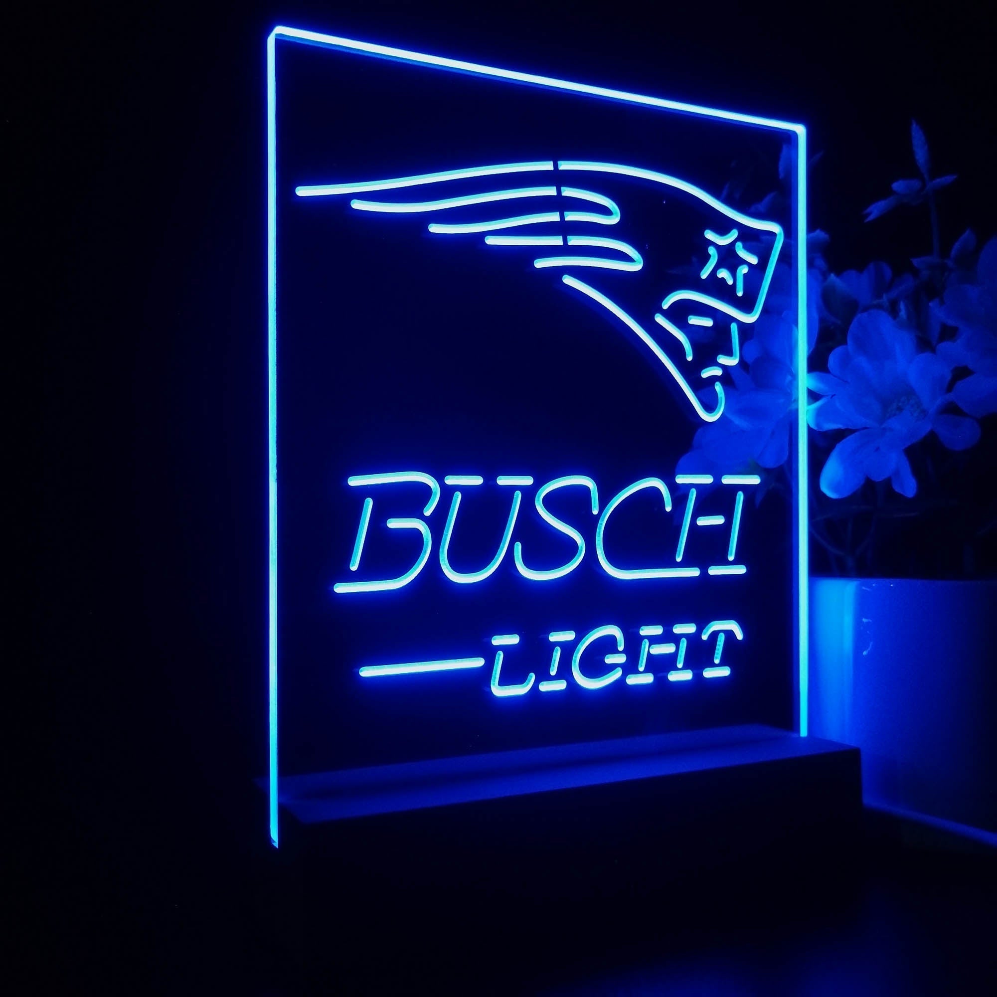 New England Patriots Busch Light Led Light Sign Pub Bar Lamp