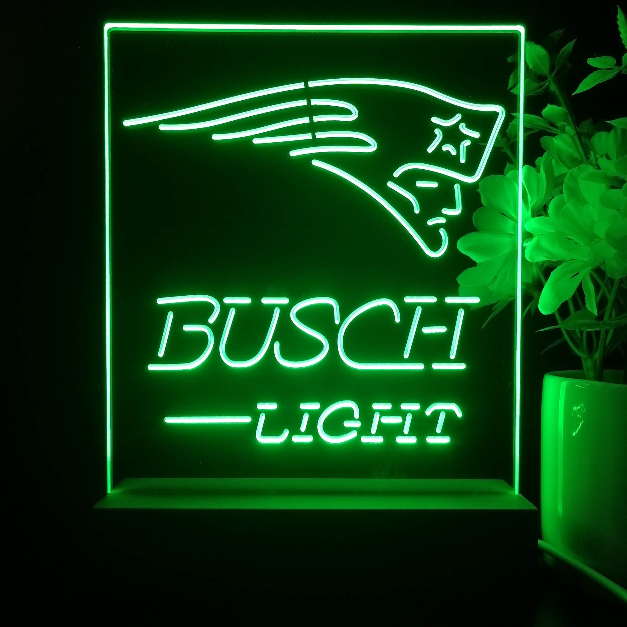 New England Patriots Busch Light Led Light Sign Pub Bar Lamp