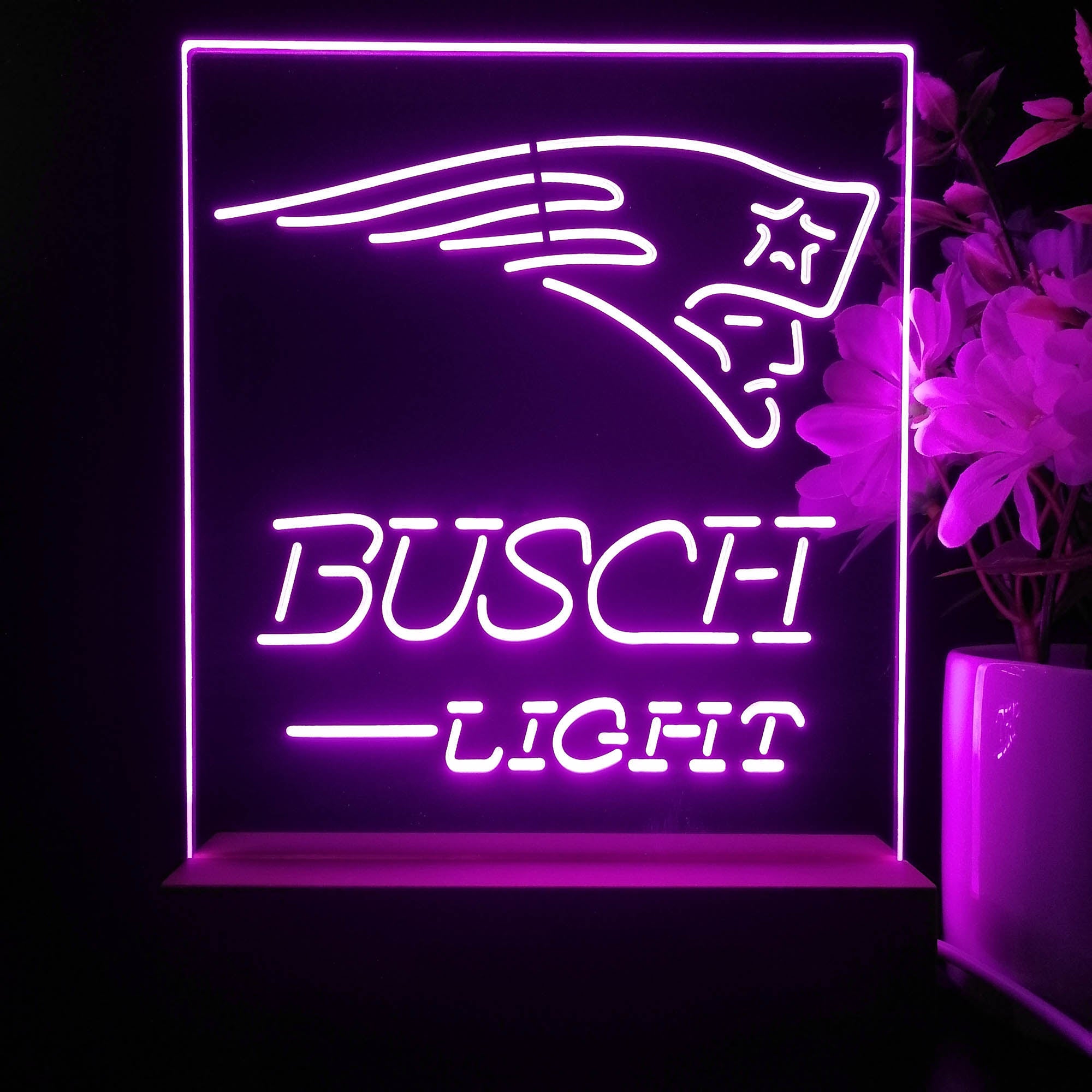 New England Patriots Busch Light Led Light Sign Pub Bar Lamp