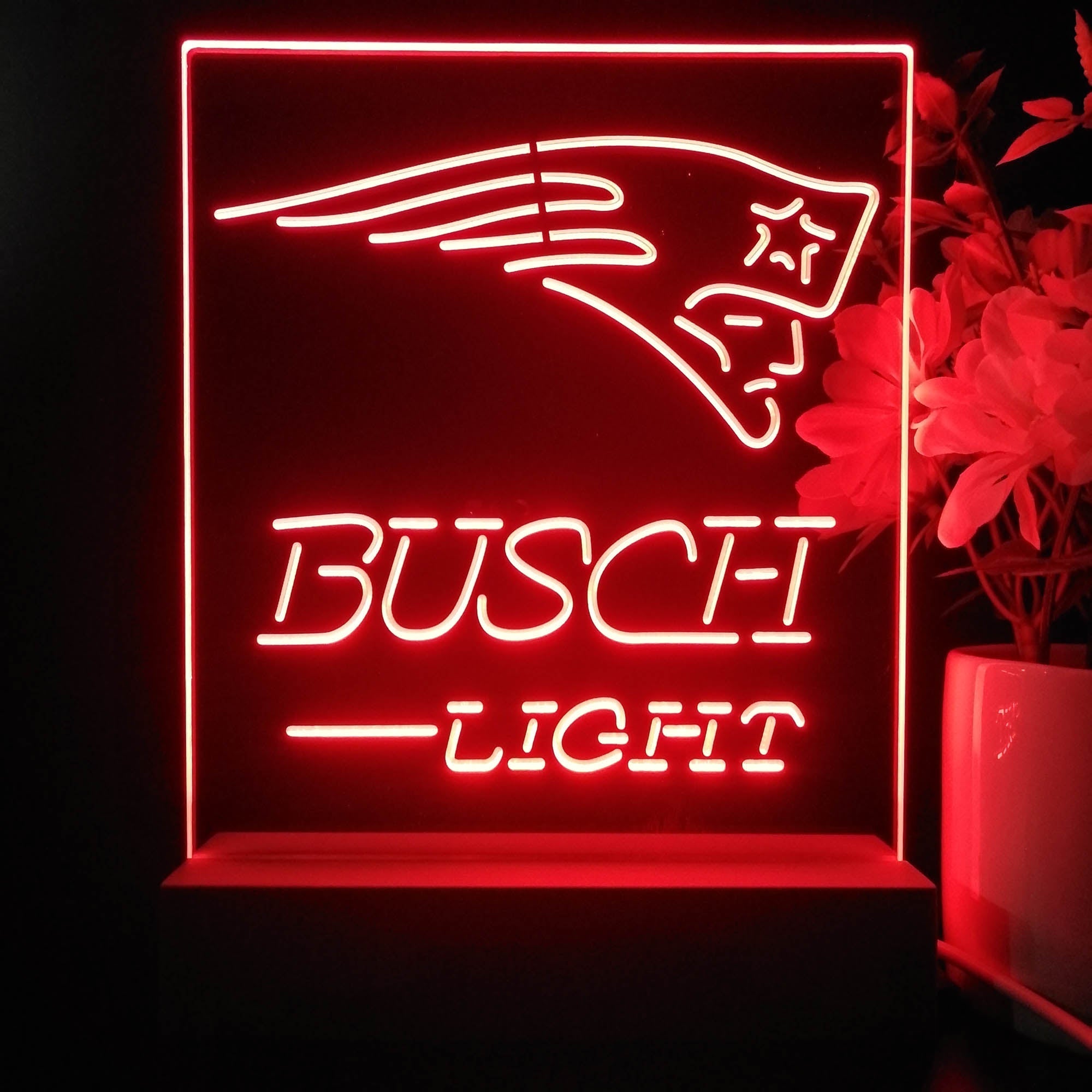 New England Patriots Busch Light Led Light Sign Pub Bar Lamp