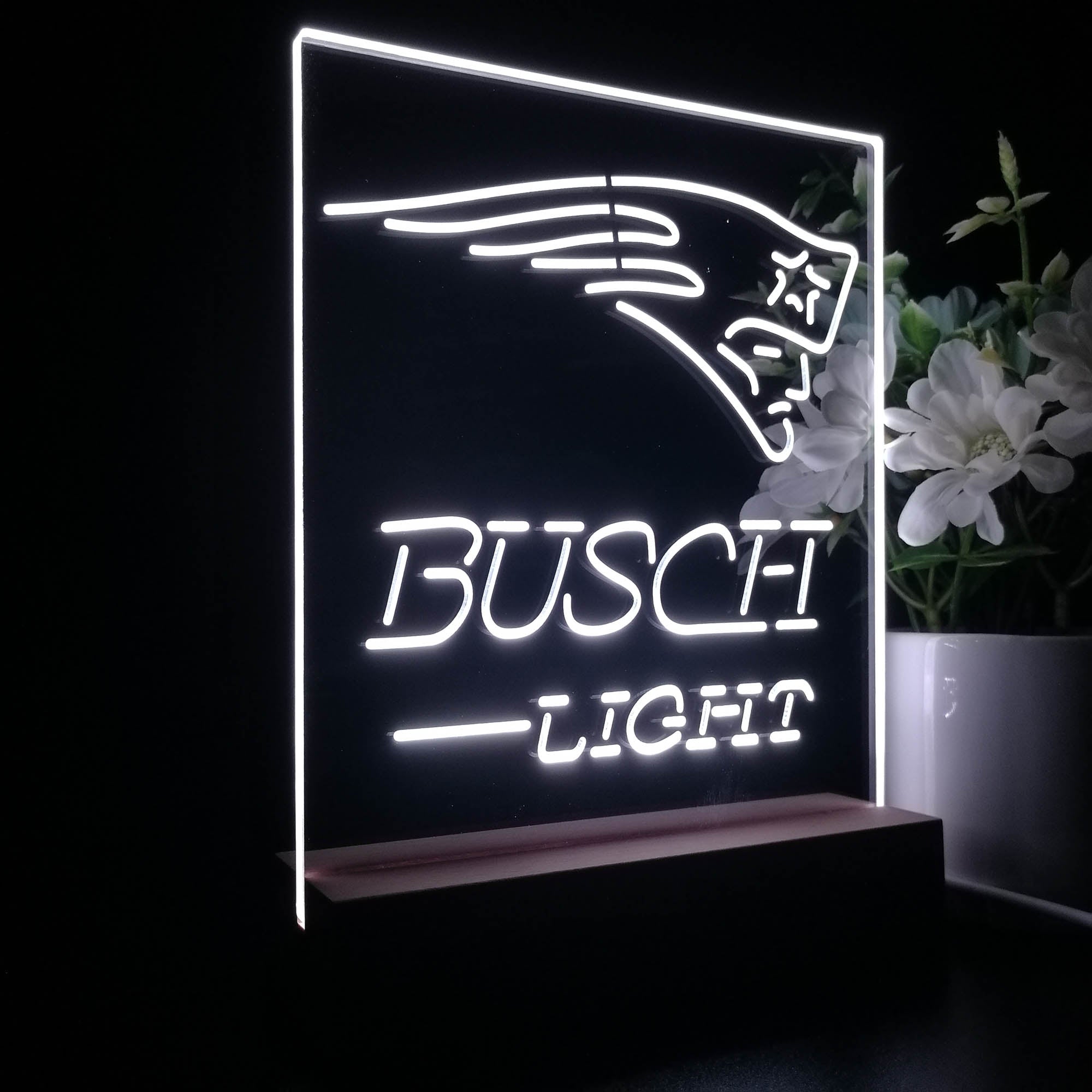 New England Patriots Busch Light Led Light Sign Pub Bar Lamp