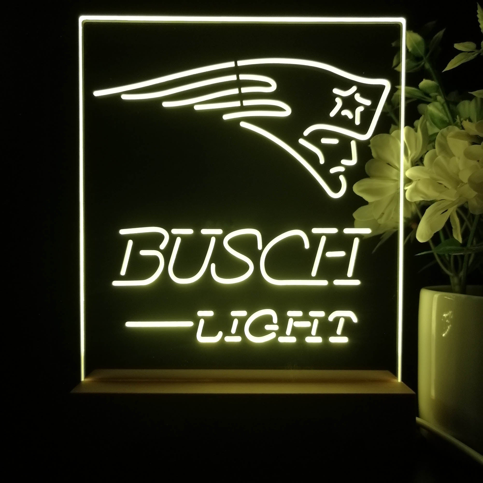 New England Patriots Busch Light Led Light Sign Pub Bar Lamp