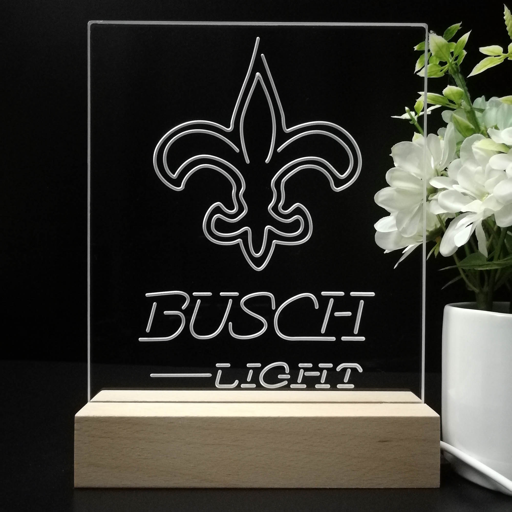 New Orleans Saints Busch Light Led Light Sign Pub Bar Lamp