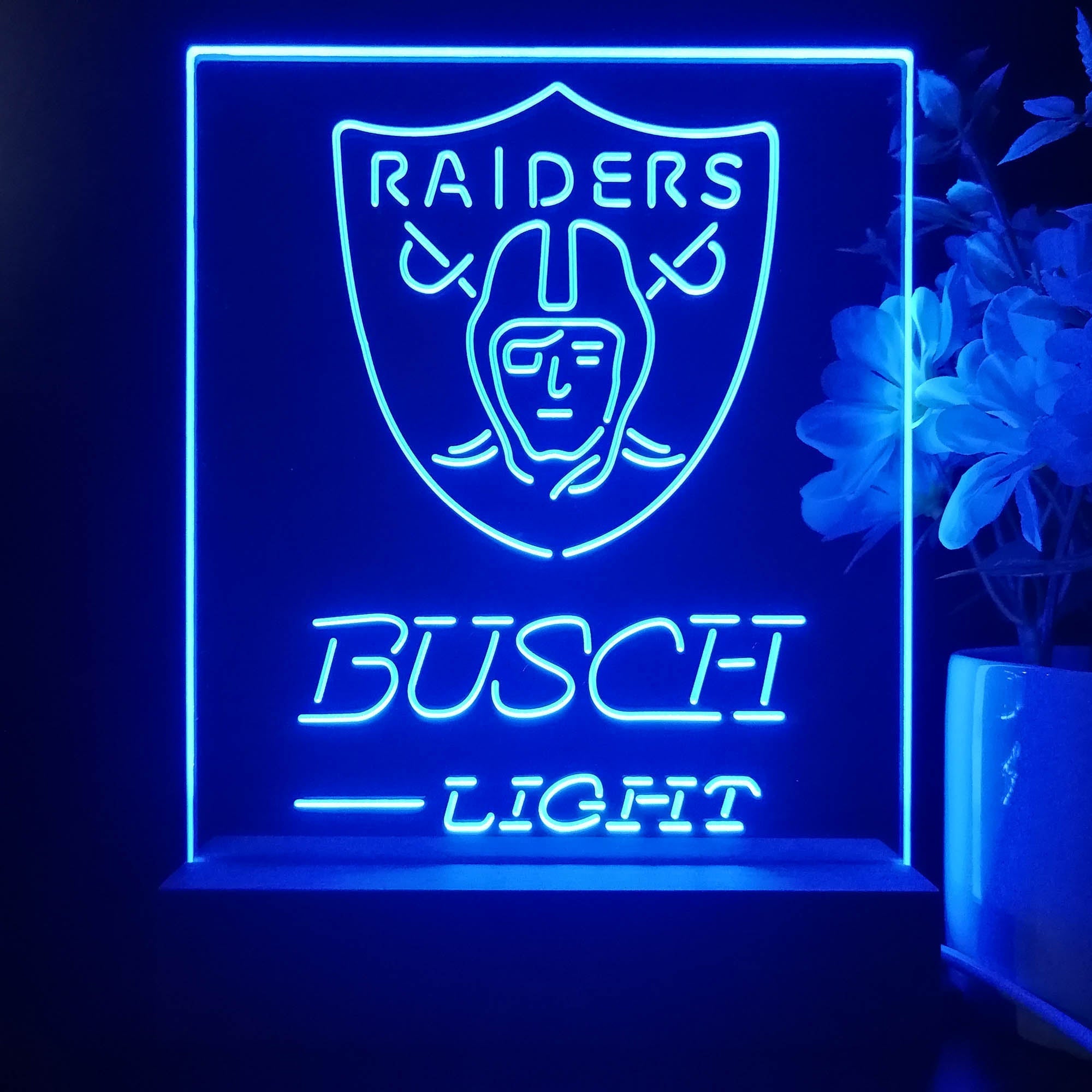 Oakland Raiders Busch Light Led Light Sign Pub Bar Lamp