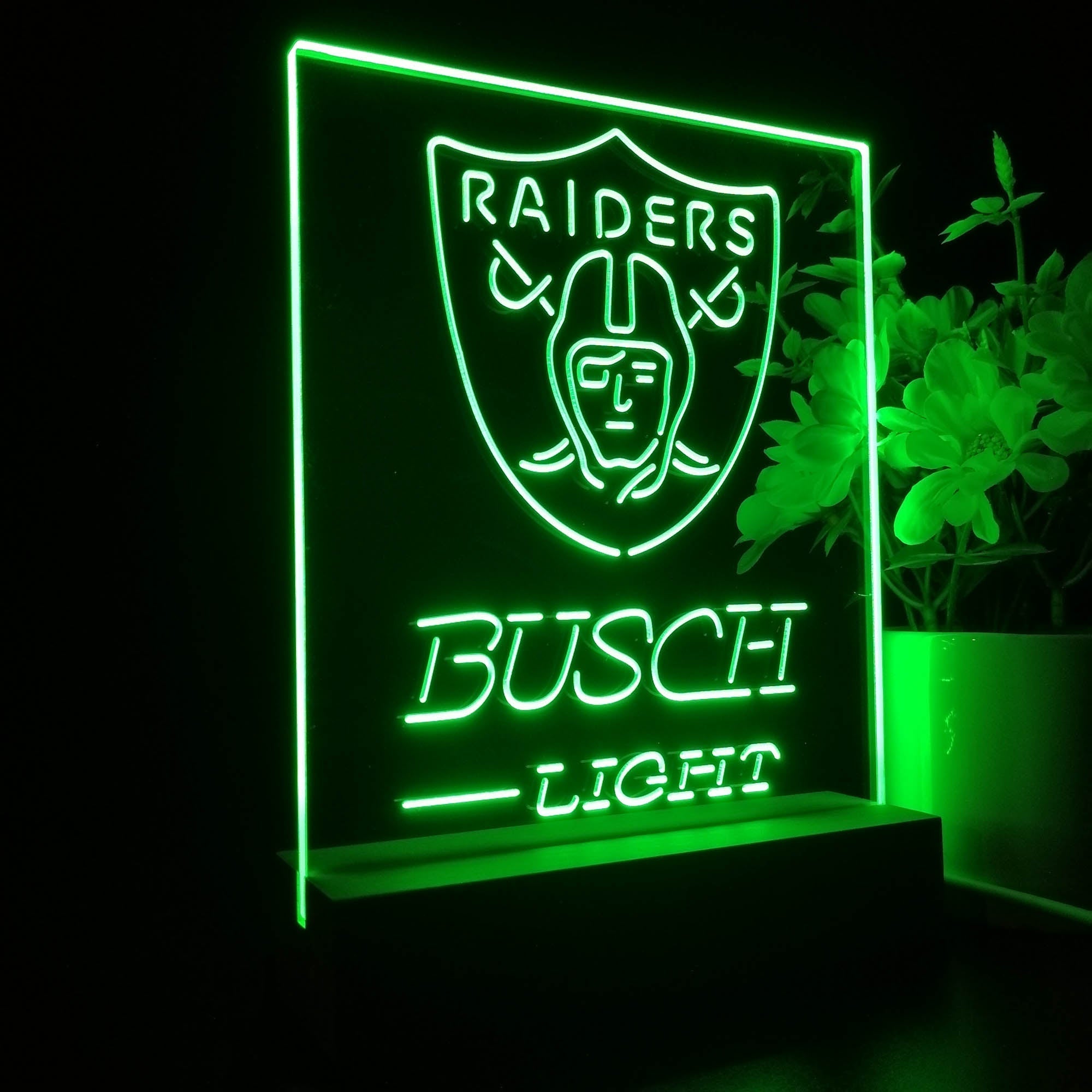 Oakland Raiders Busch Light Led Light Sign Pub Bar Lamp