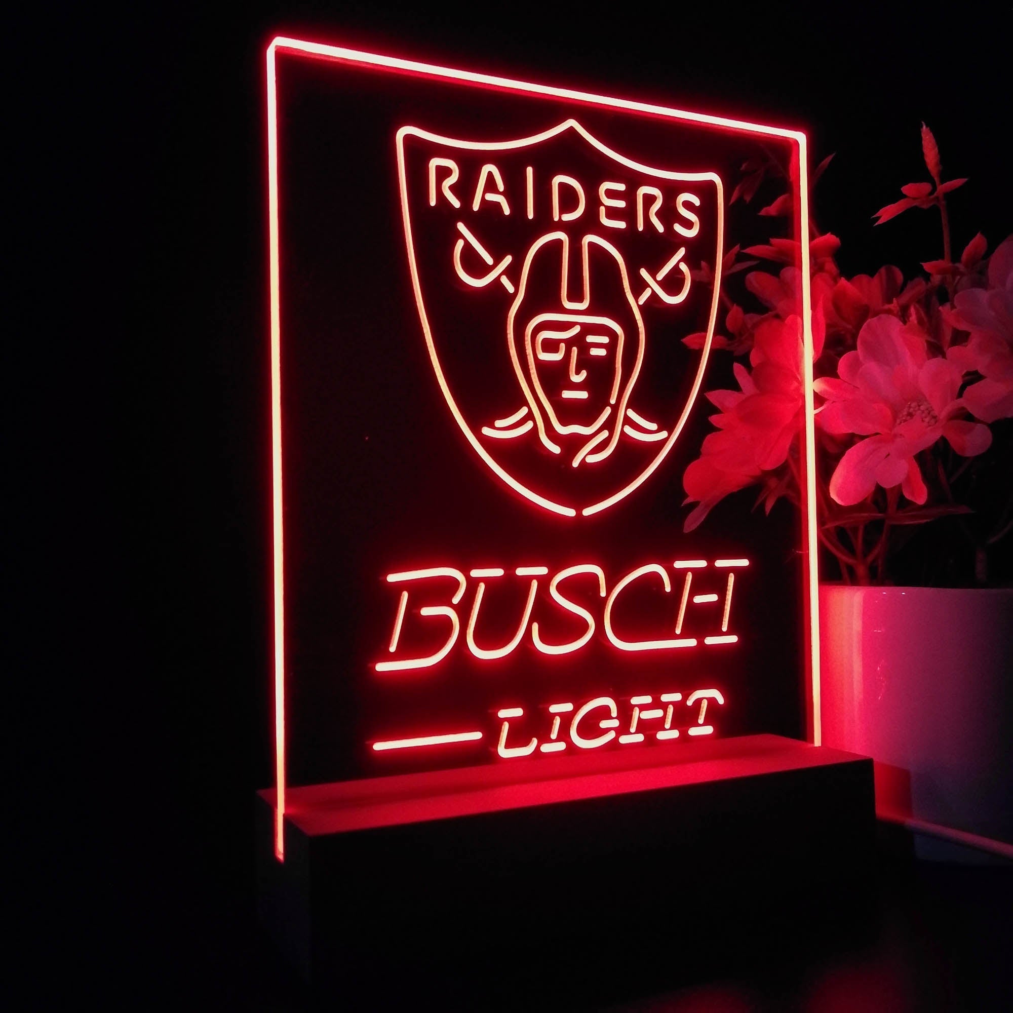 Oakland Raiders Busch Light Led Light Sign Pub Bar Lamp