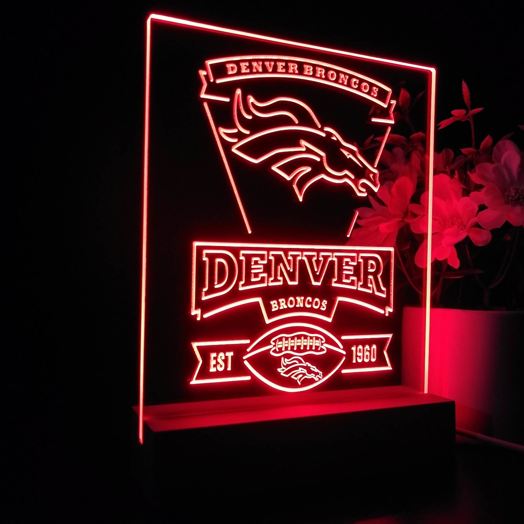 Denver Broncos Souvenir Led Light Sign Pub Bar Lamp