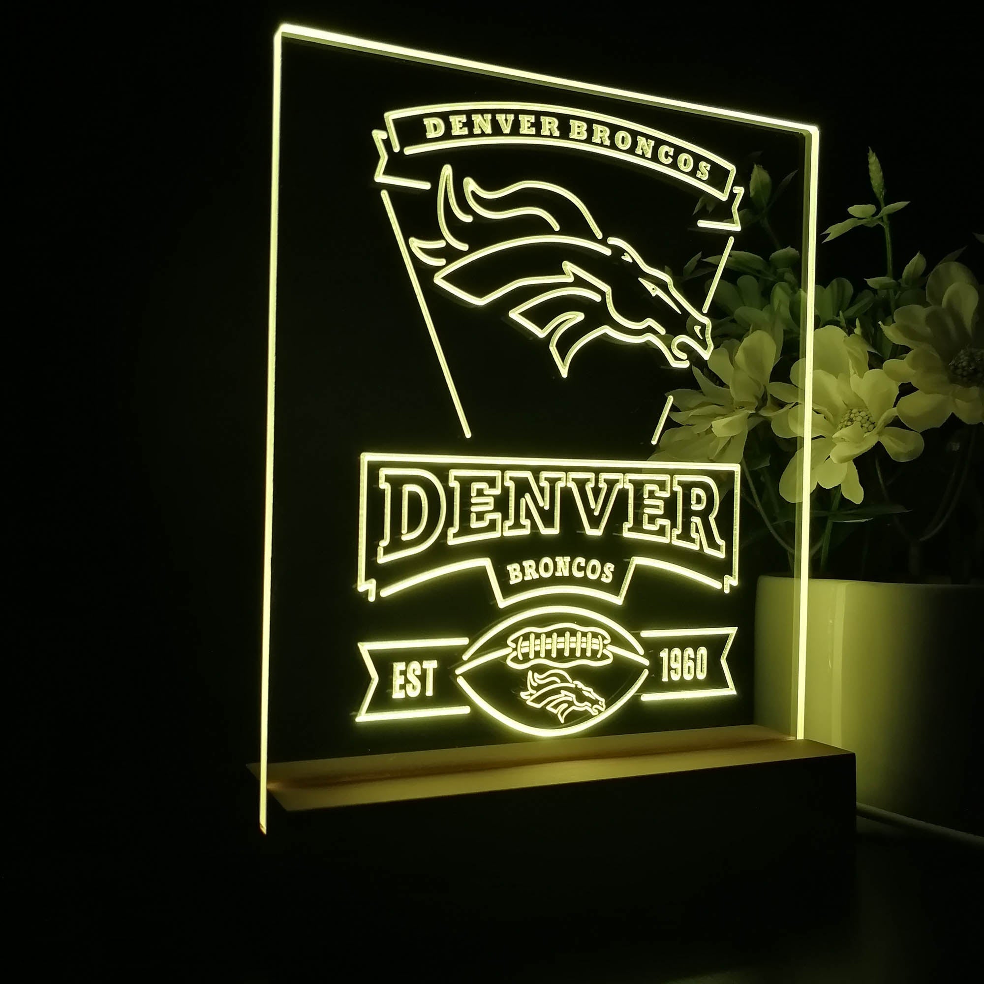 Denver Broncos Souvenir Led Light Sign Pub Bar Lamp