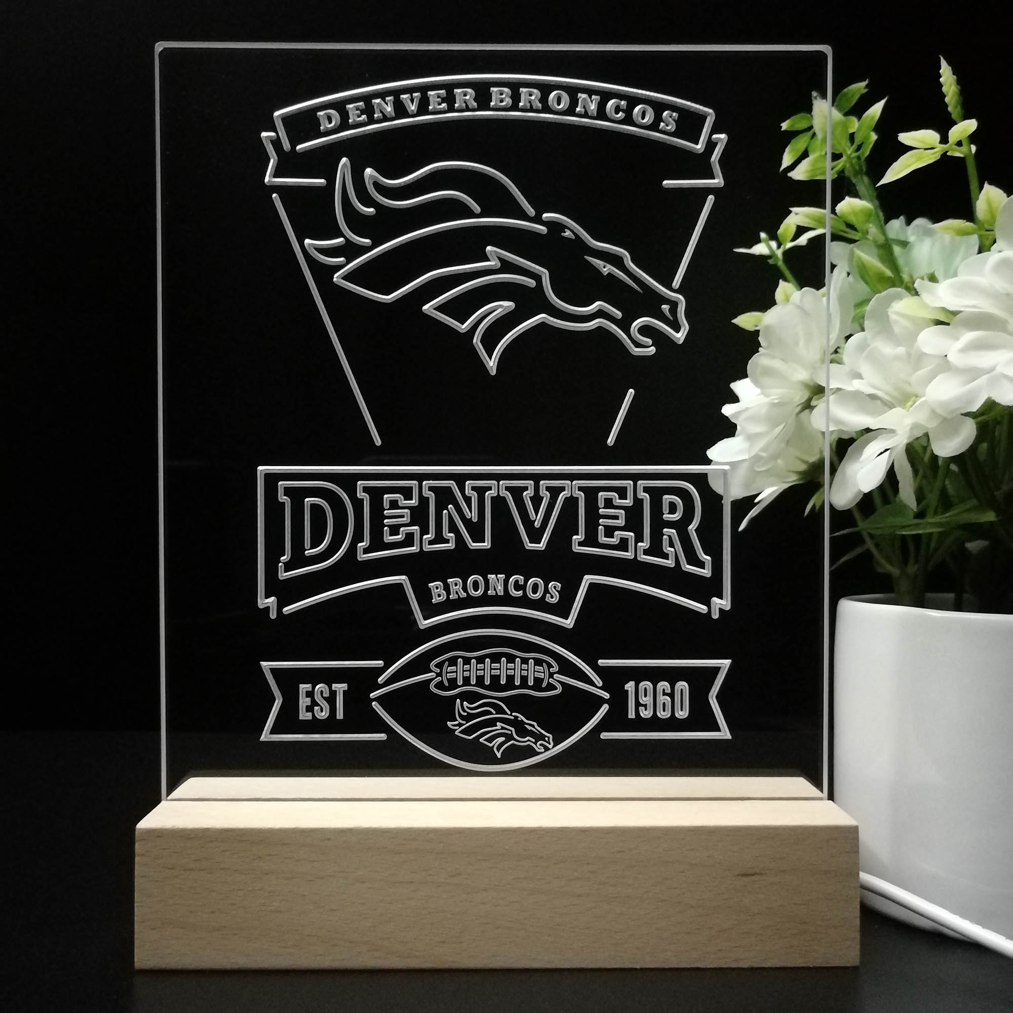 Denver Broncos Souvenir Led Light Sign Pub Bar Lamp