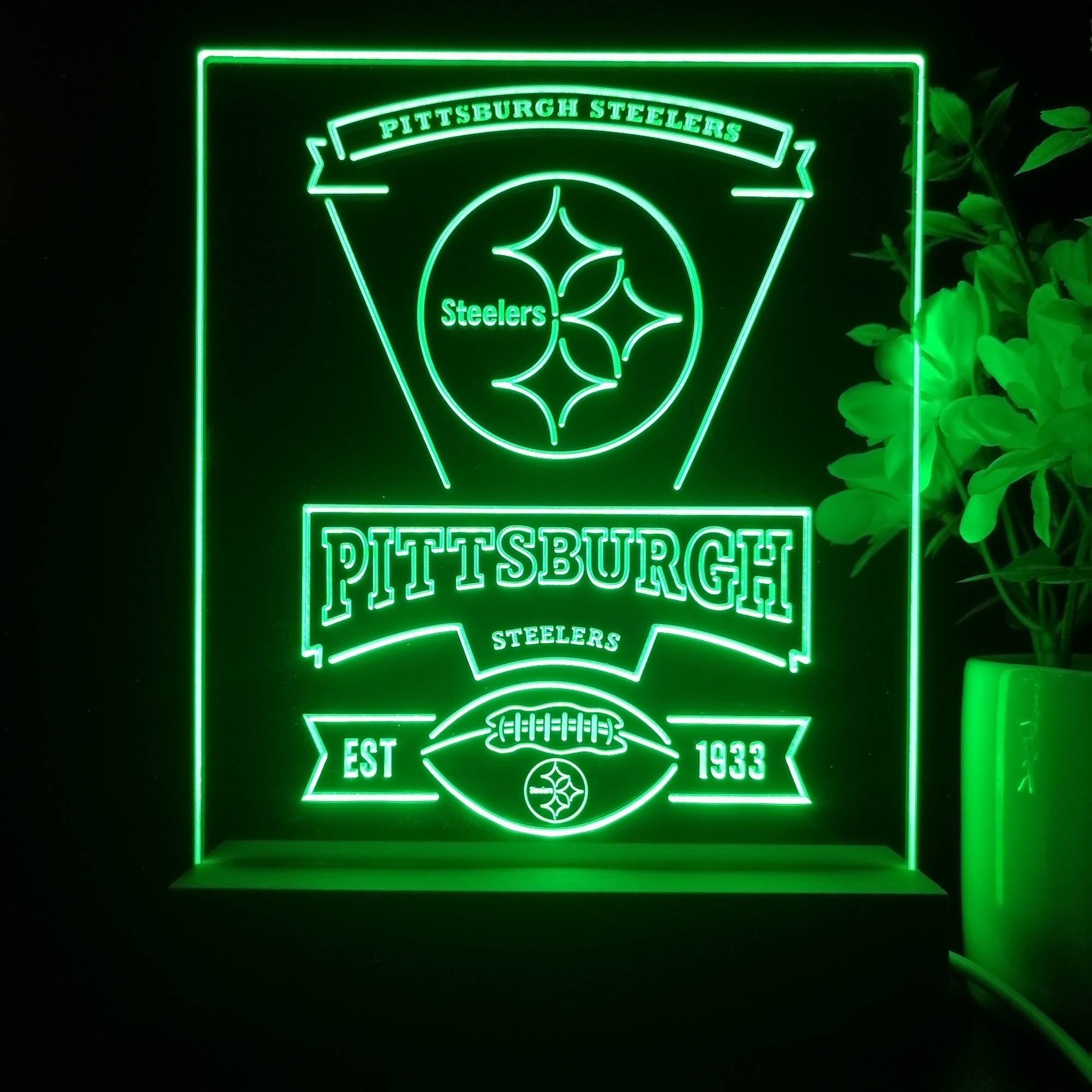 Pittsburgh Steelers Neon Sign Pub Bar Lamp