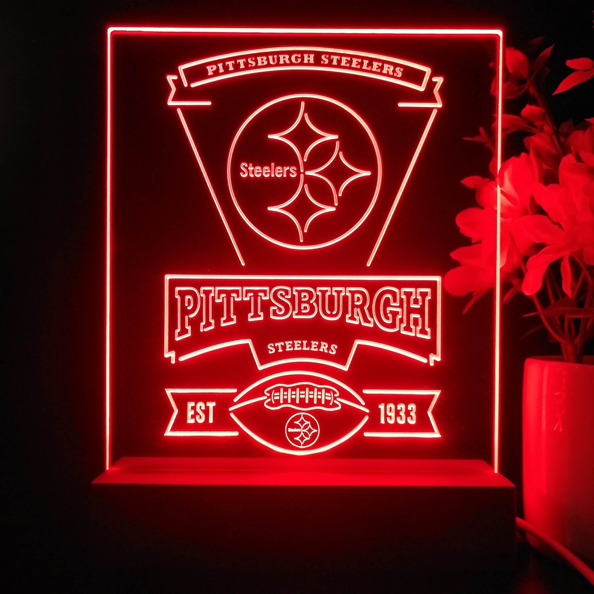 Pittsburgh Steelers Neon Sign Pub Bar Lamp