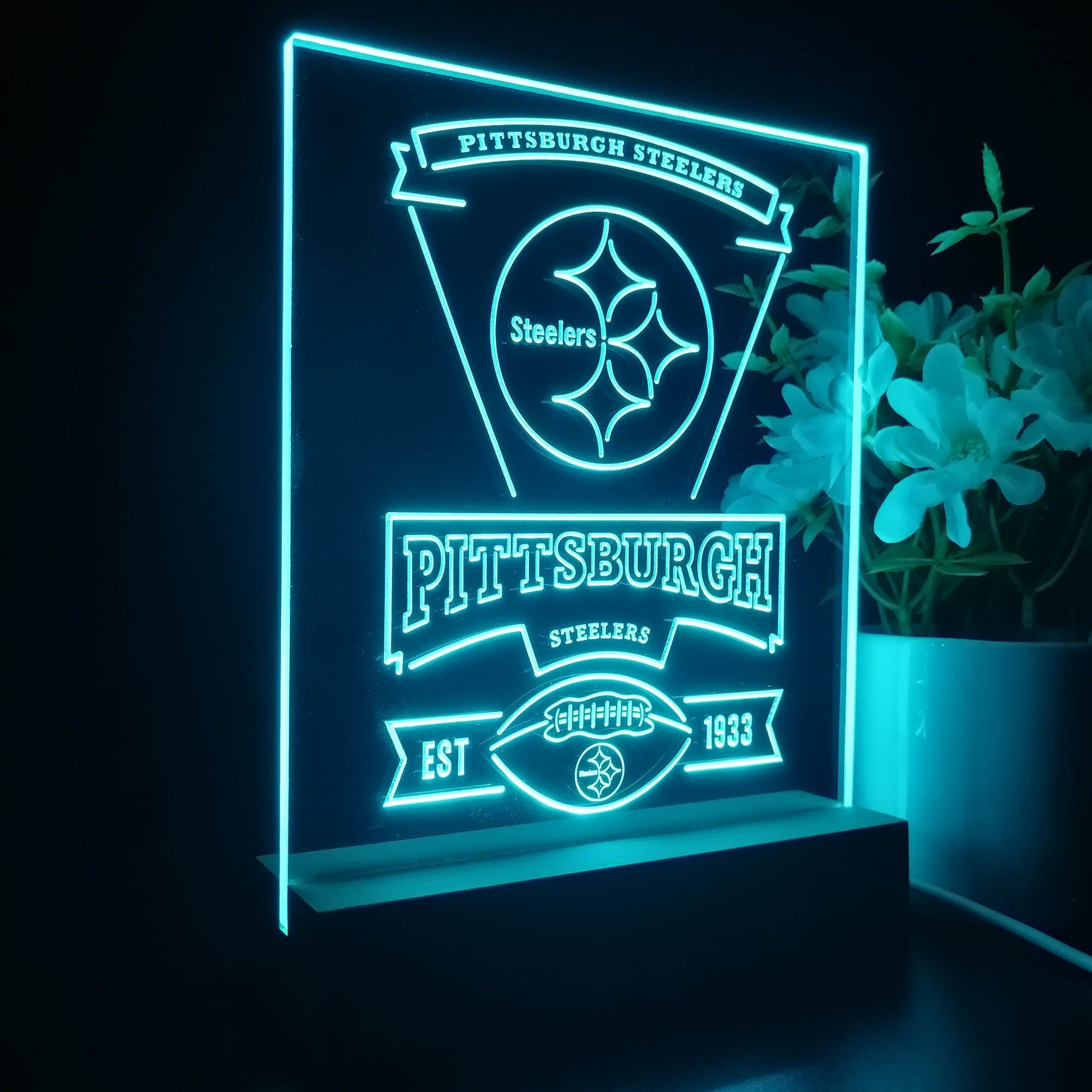 Pittsburgh Steelers Neon Sign Pub Bar Lamp