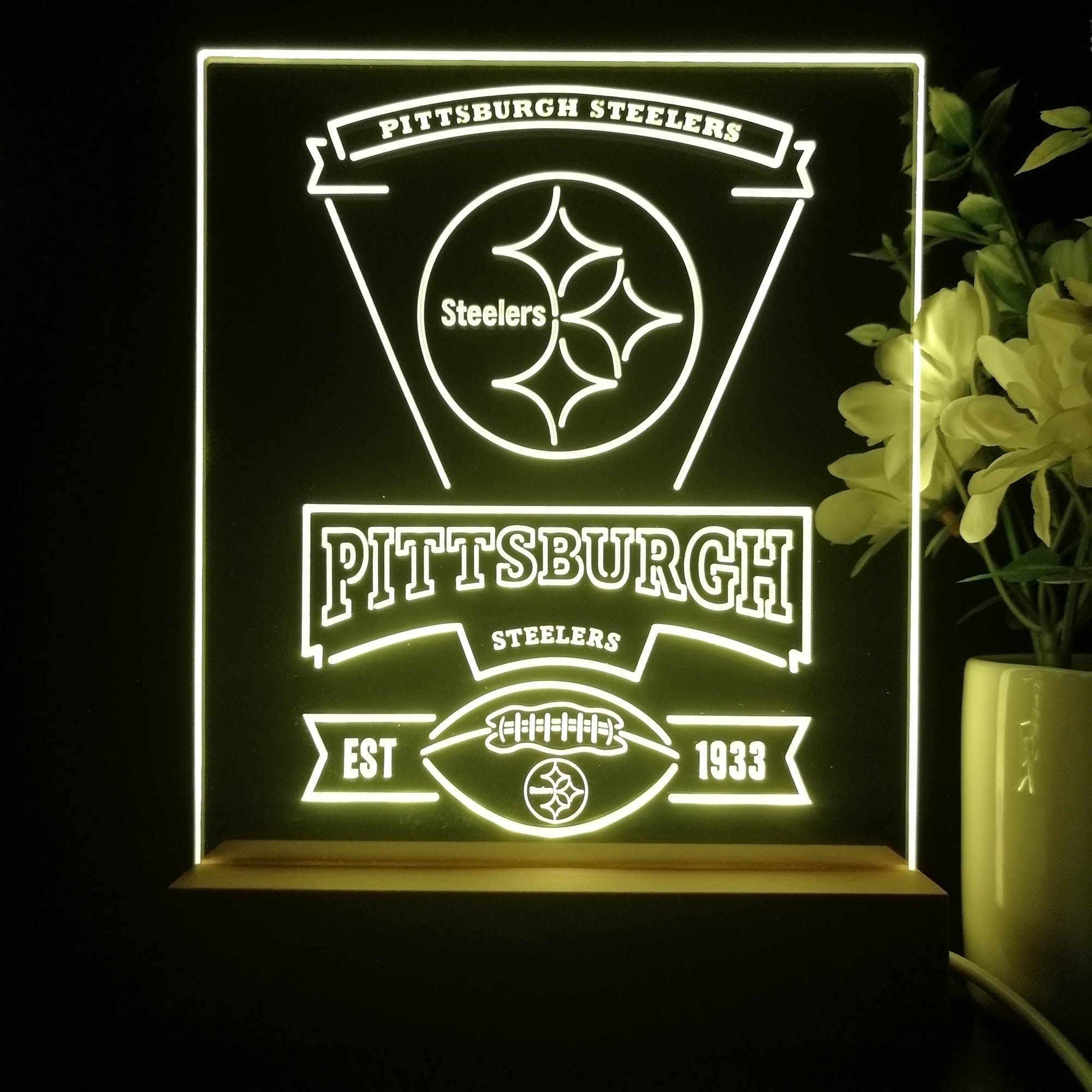 Pittsburgh Steelers Neon Sign Pub Bar Lamp