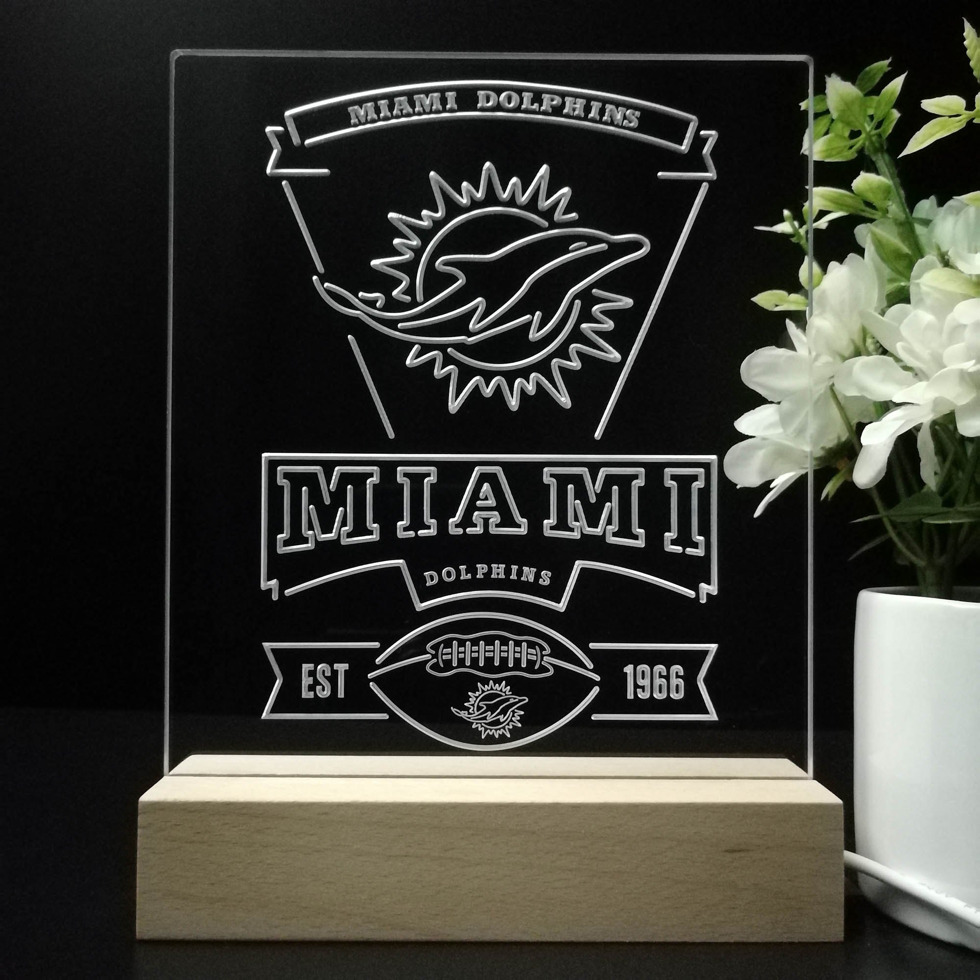 Miami Dolphins Led Light Sign Pub Bar Lamp