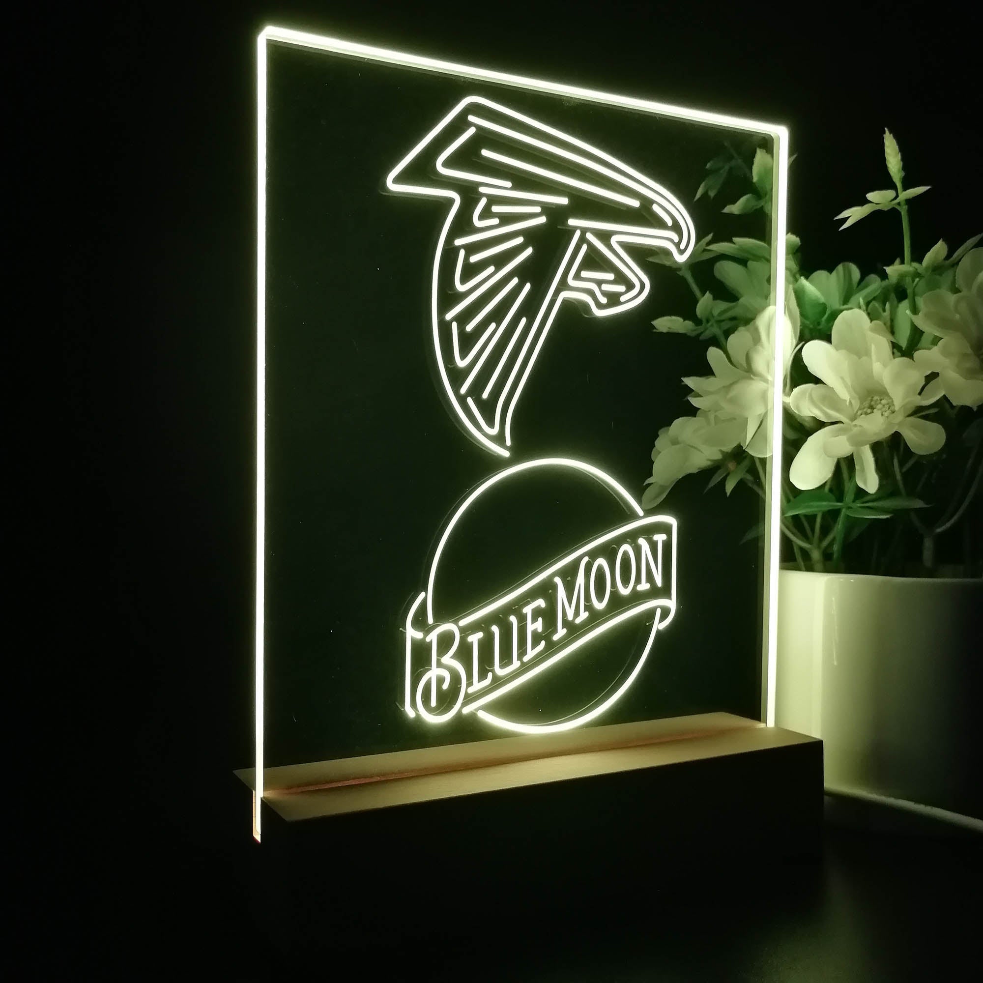 Atlanta Falcons Blue Moon Neon Sign Pub Bar Lamp