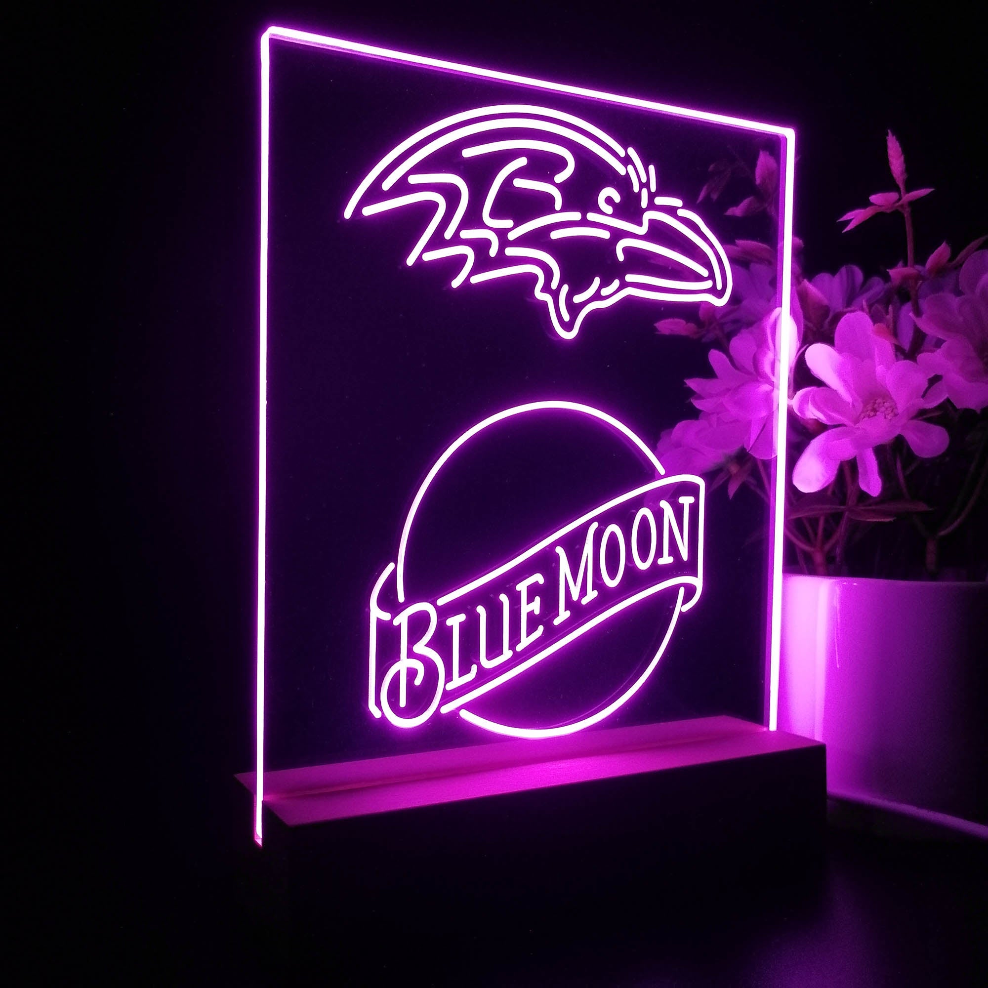 Baltimore Ravens Blue Moon Neon Sign Pub Bar Lamp