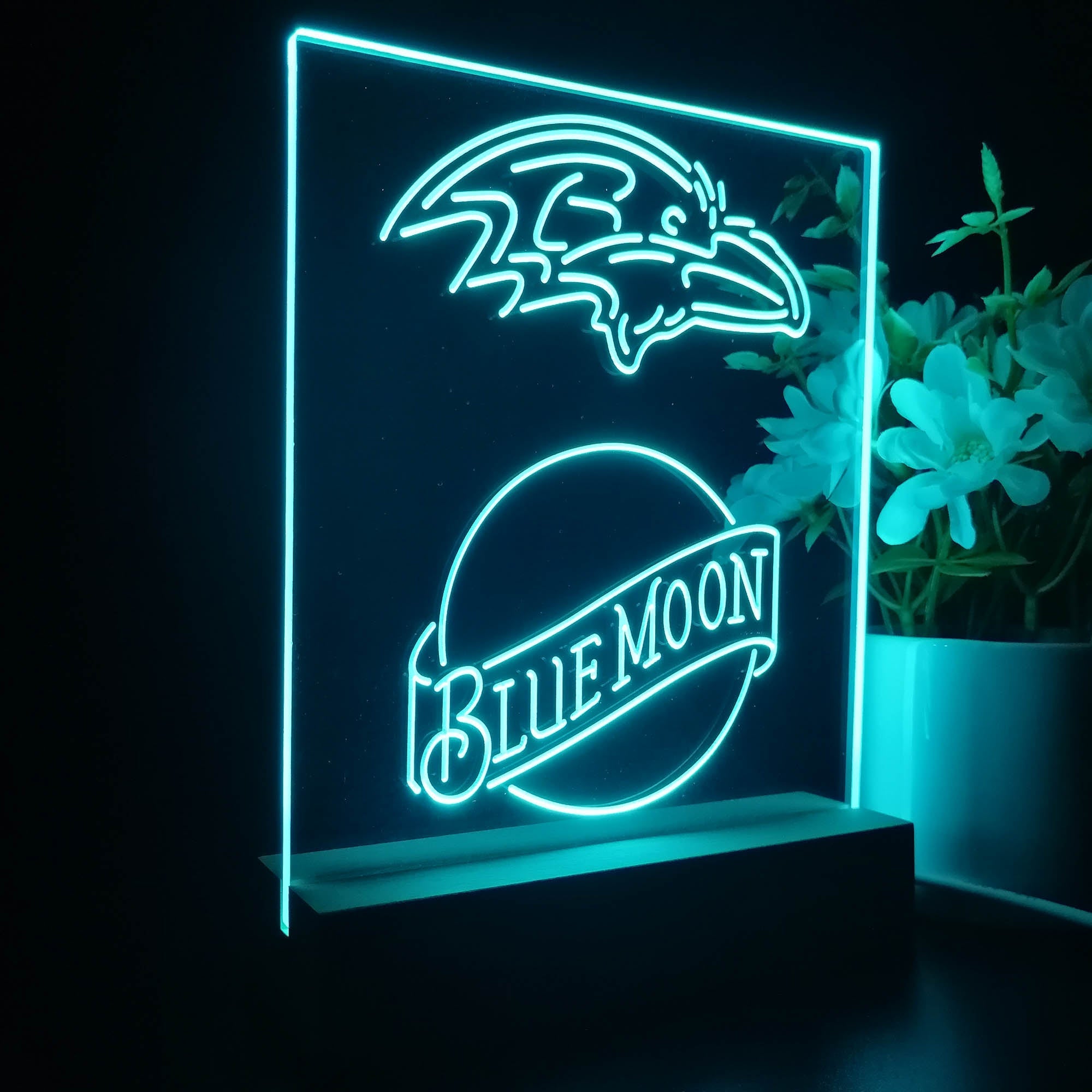 Baltimore Ravens Blue Moon Neon Sign Pub Bar Lamp