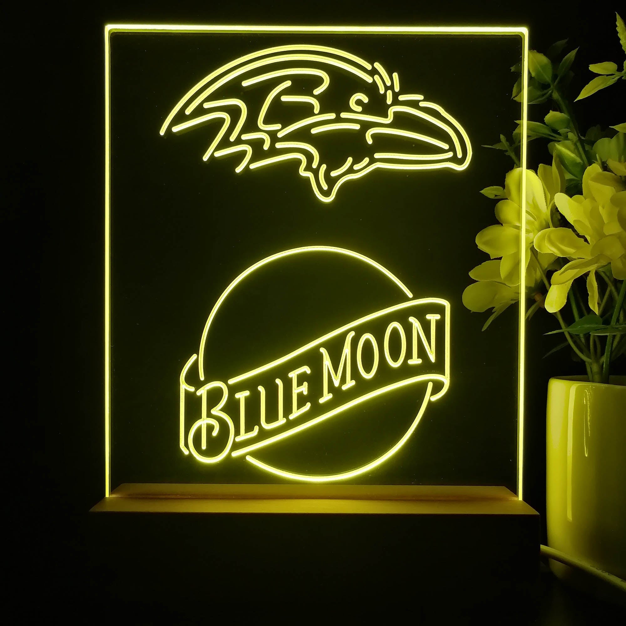 Baltimore Ravens Blue Moon Neon Sign Pub Bar Lamp