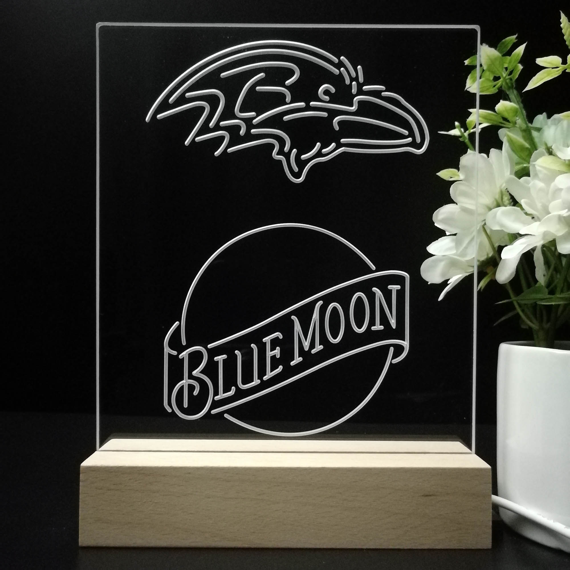 Baltimore Ravens Blue Moon Neon Sign Pub Bar Lamp