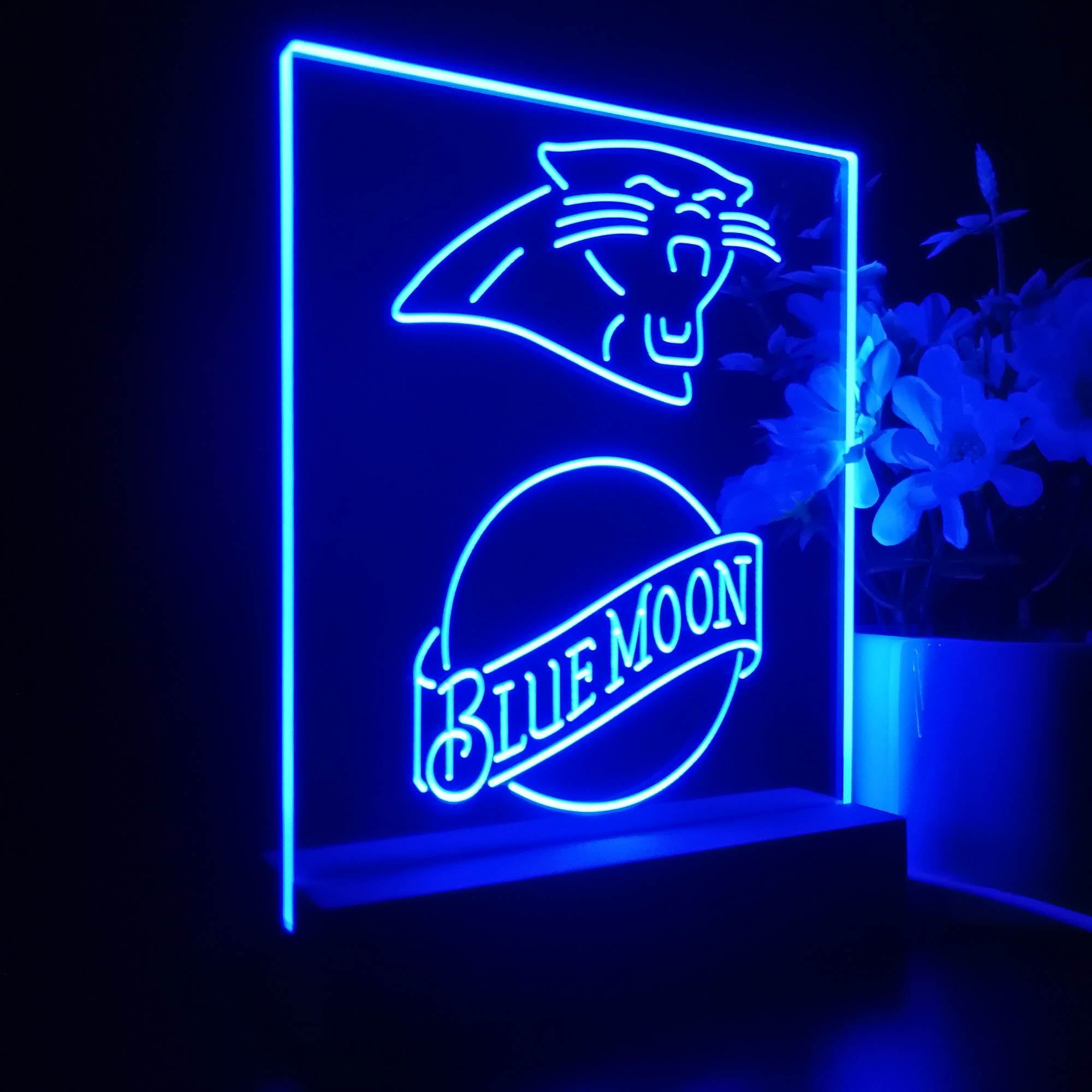 Carolina Panthers Blue Moon Neon Sign Pub Bar Lamp