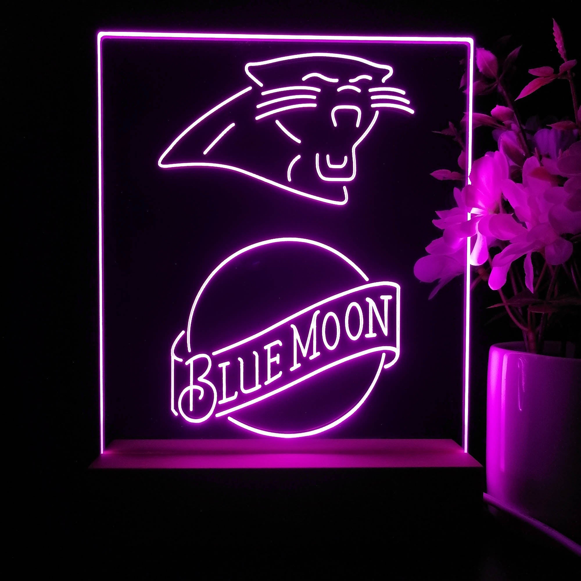 Carolina Panthers Blue Moon Neon Sign Pub Bar Lamp