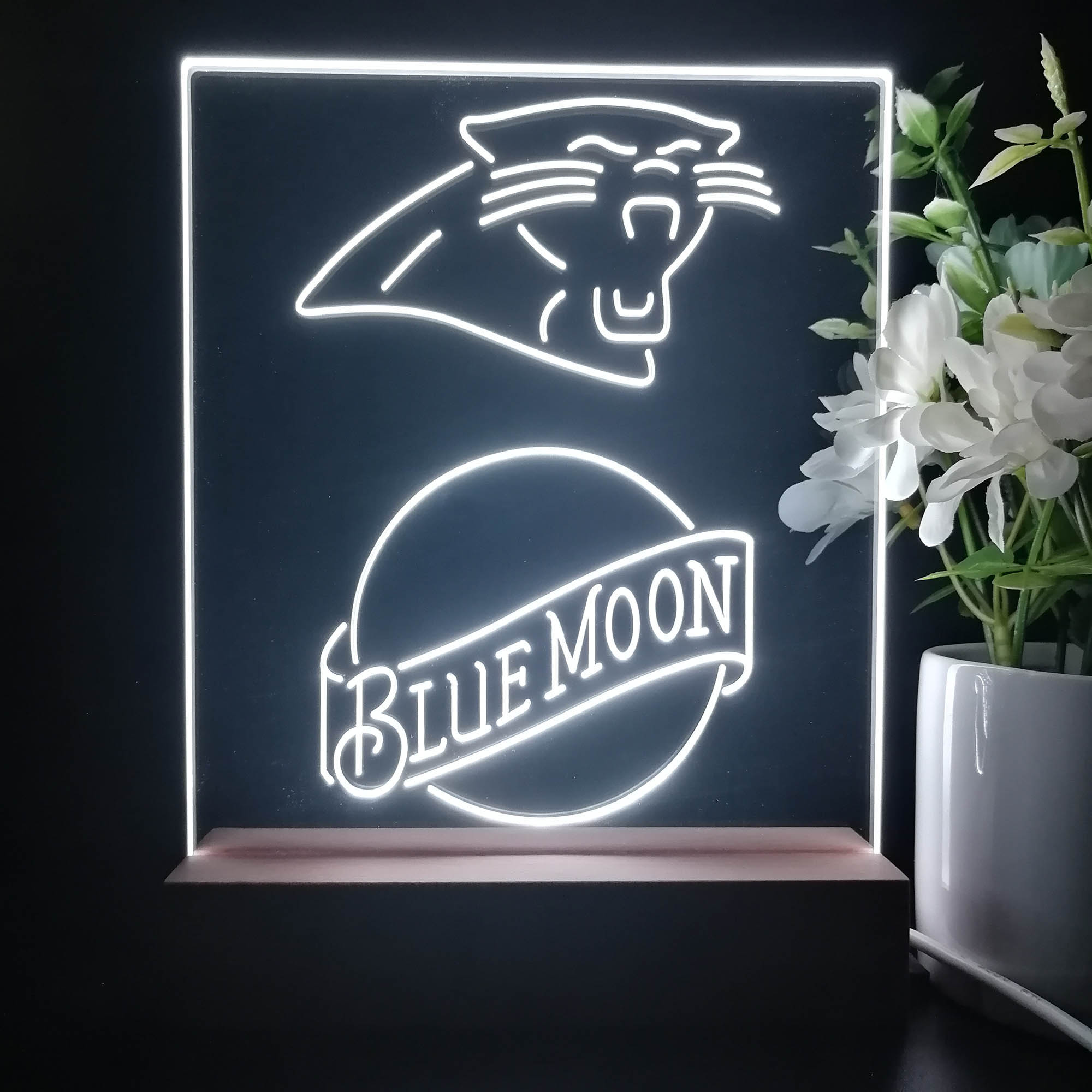 Carolina Panthers Blue Moon Neon Sign Pub Bar Lamp