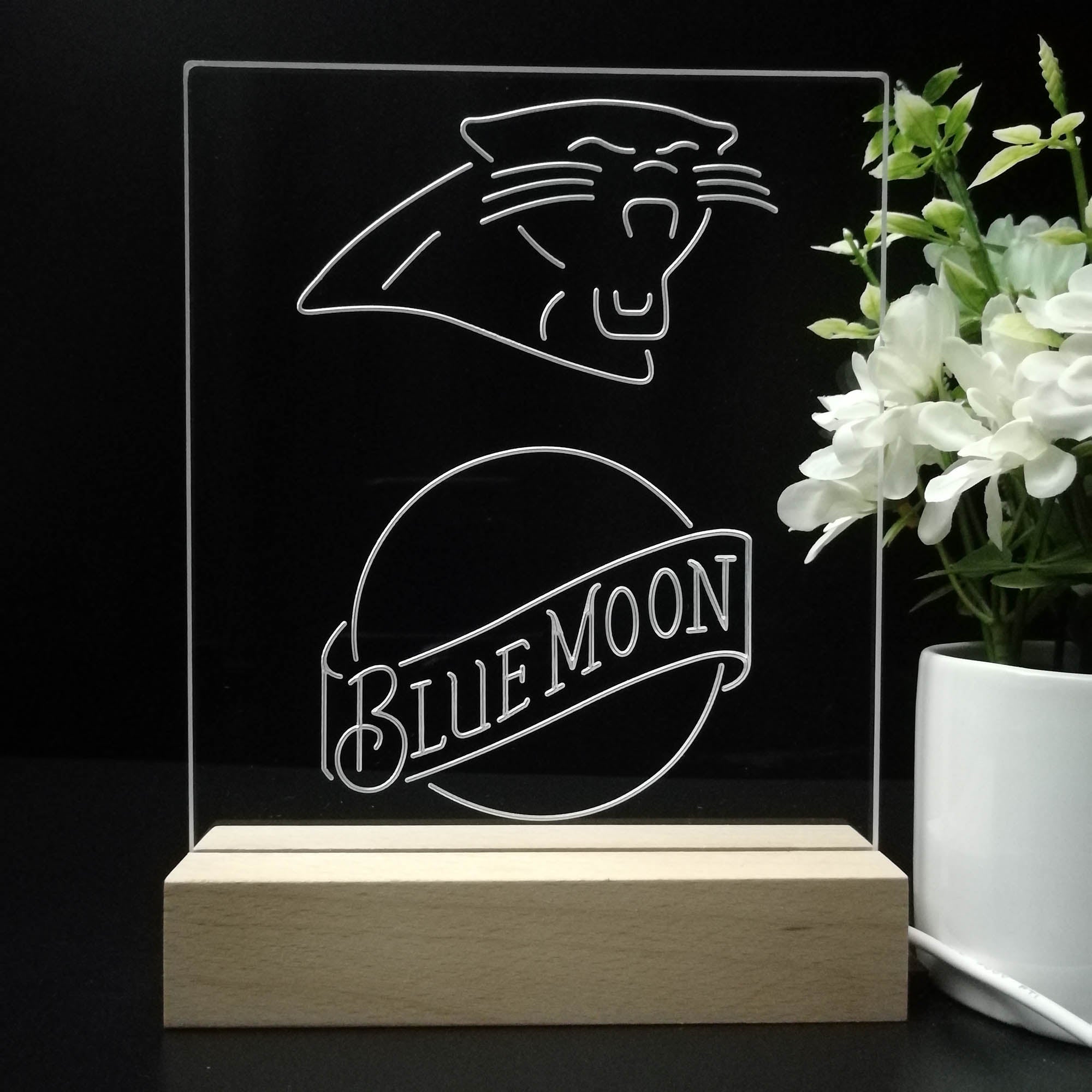 Carolina Panthers Blue Moon Neon Sign Pub Bar Lamp