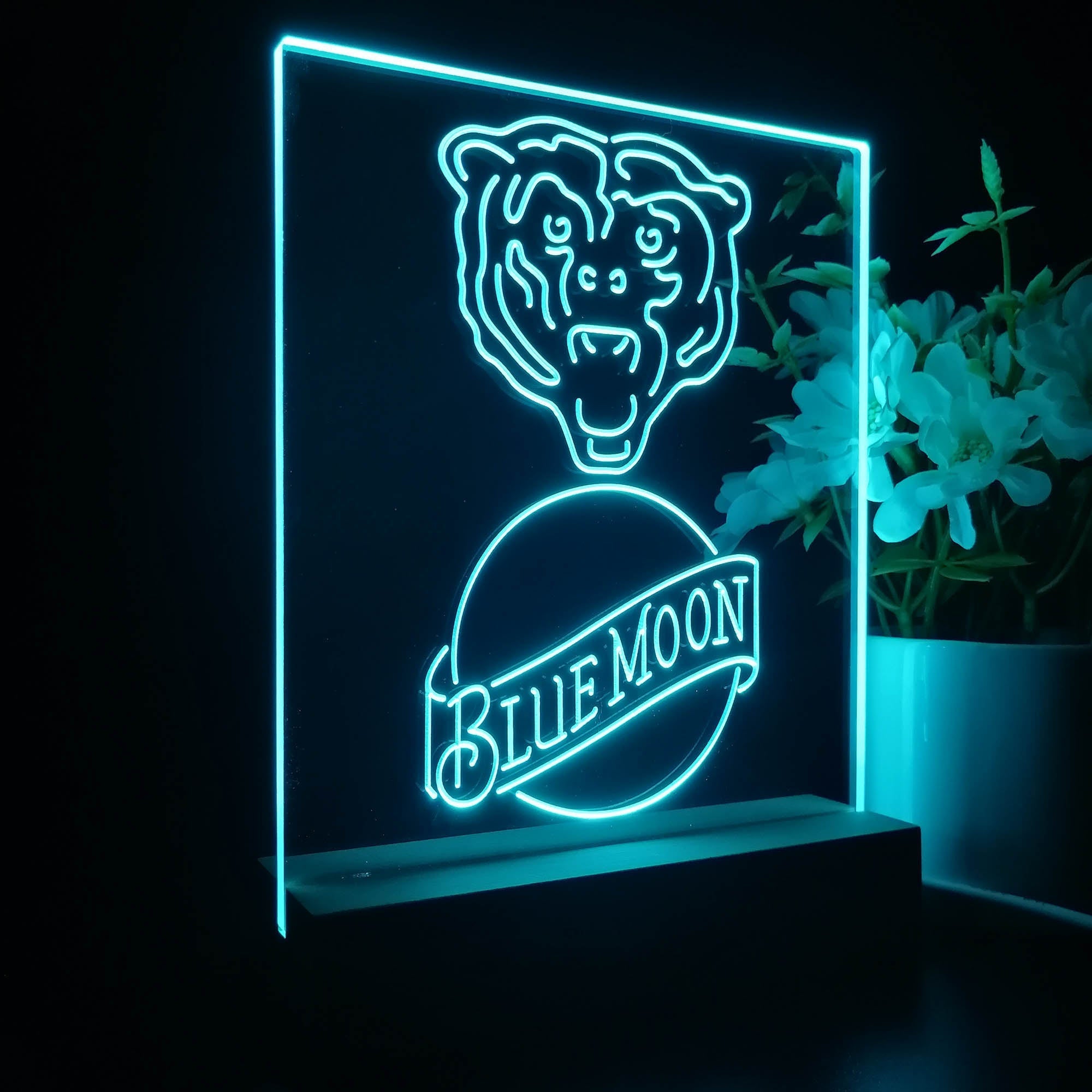 Chicago Bears Blue Moon Neon Sign Pub Bar Lamp