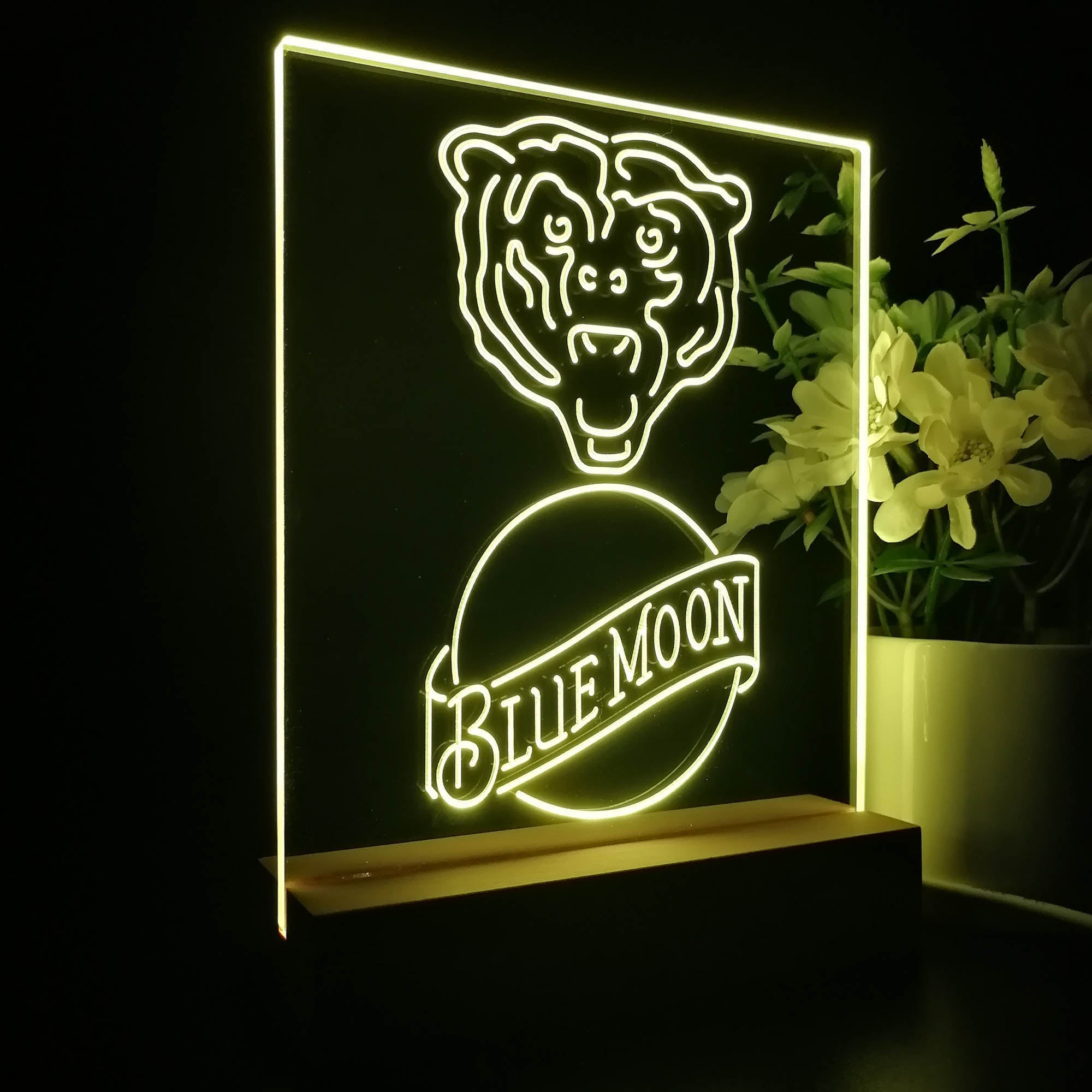 Chicago Bears Blue Moon Neon Sign Pub Bar Lamp