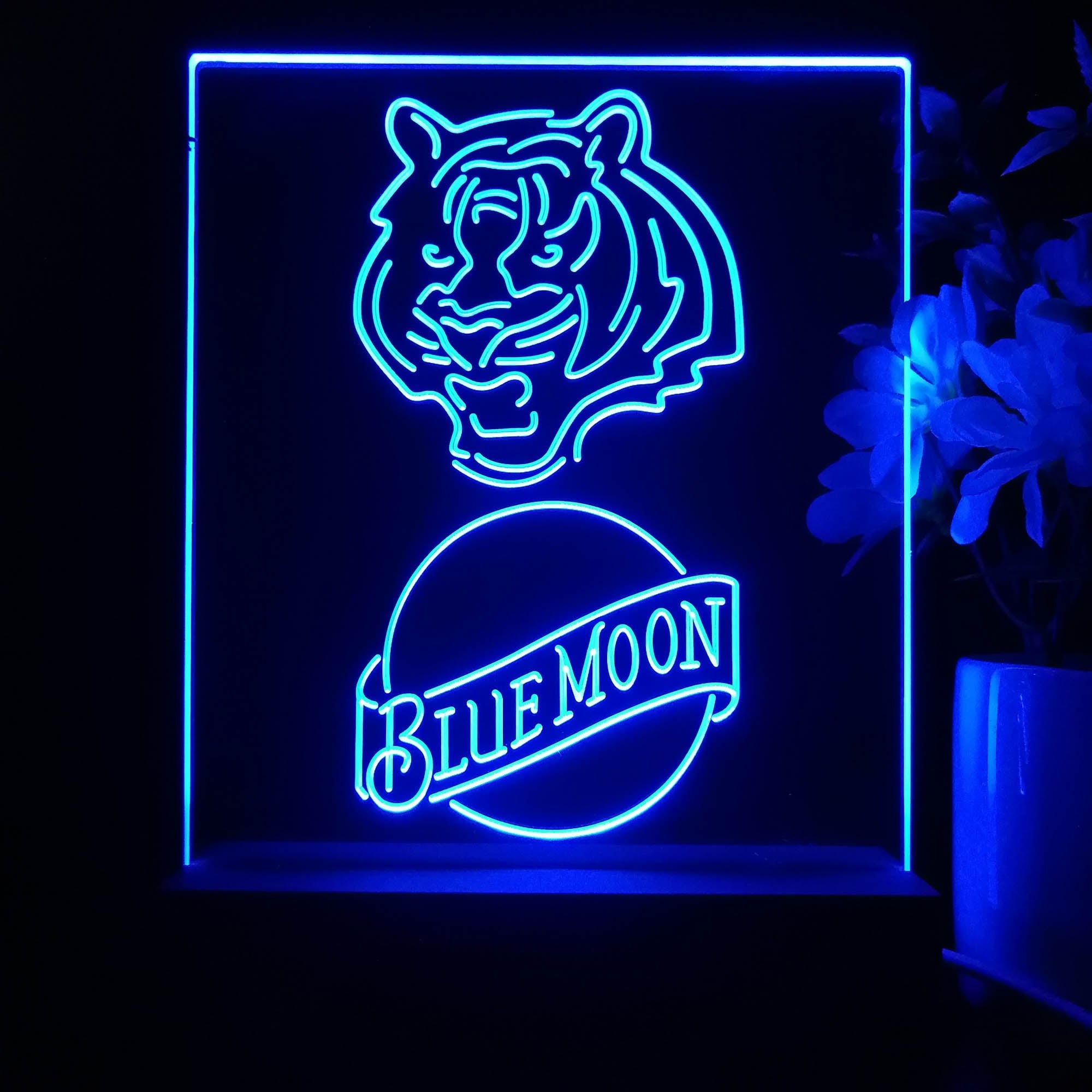 Cincinnati Bengals Blue Moon Neon Sign Pub Bar Lamp