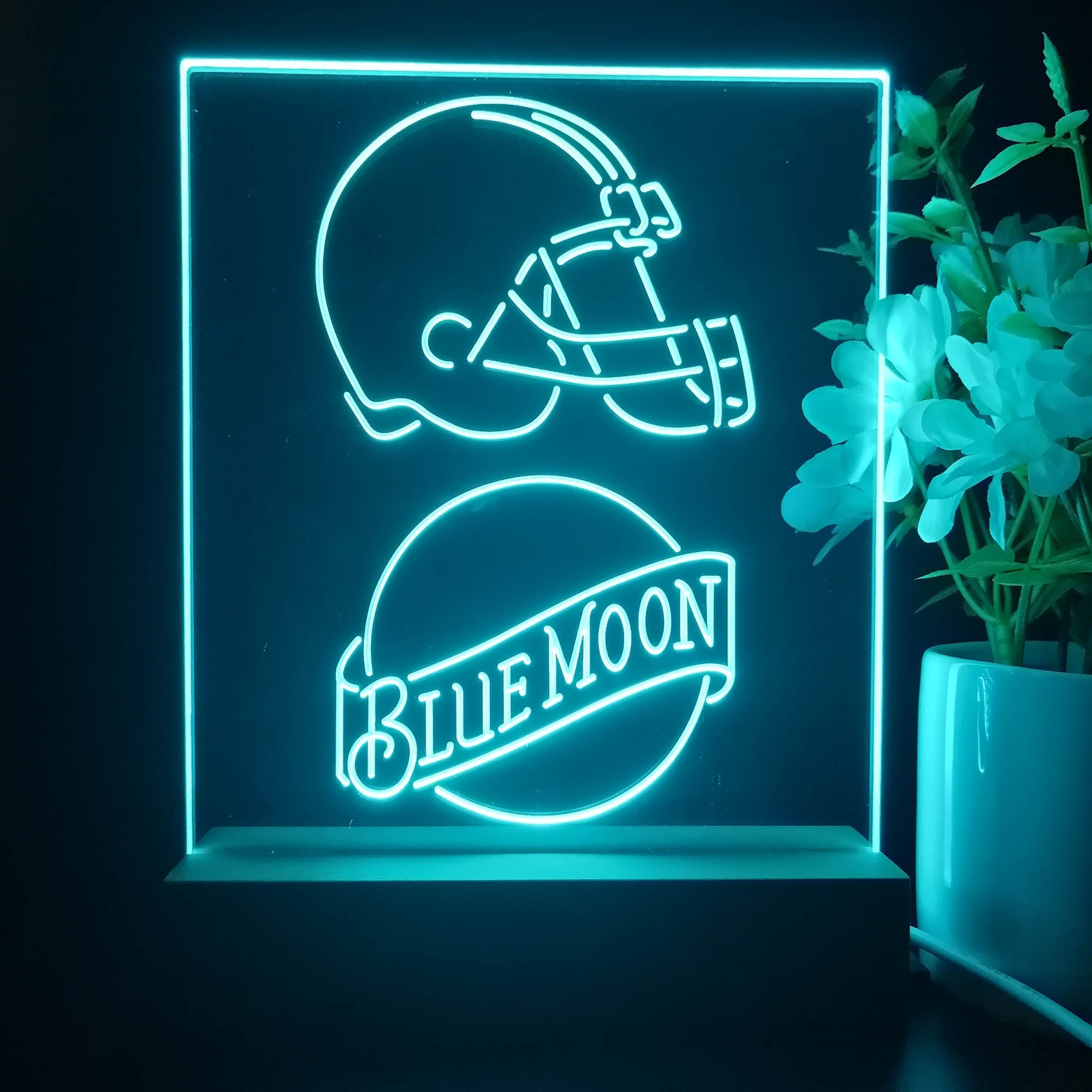 Cleveland Browns Blue Moon Led Light Sign Pub Bar Lamp