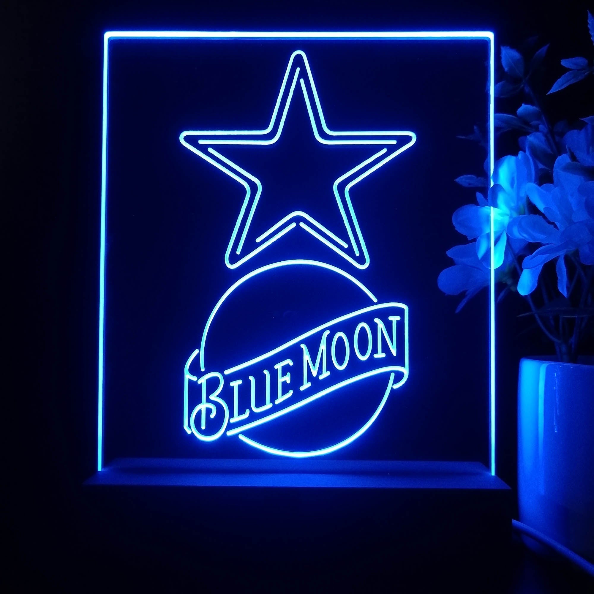 Dallas Cowboys Blue Moon Neon Sign Pub Bar Lamp