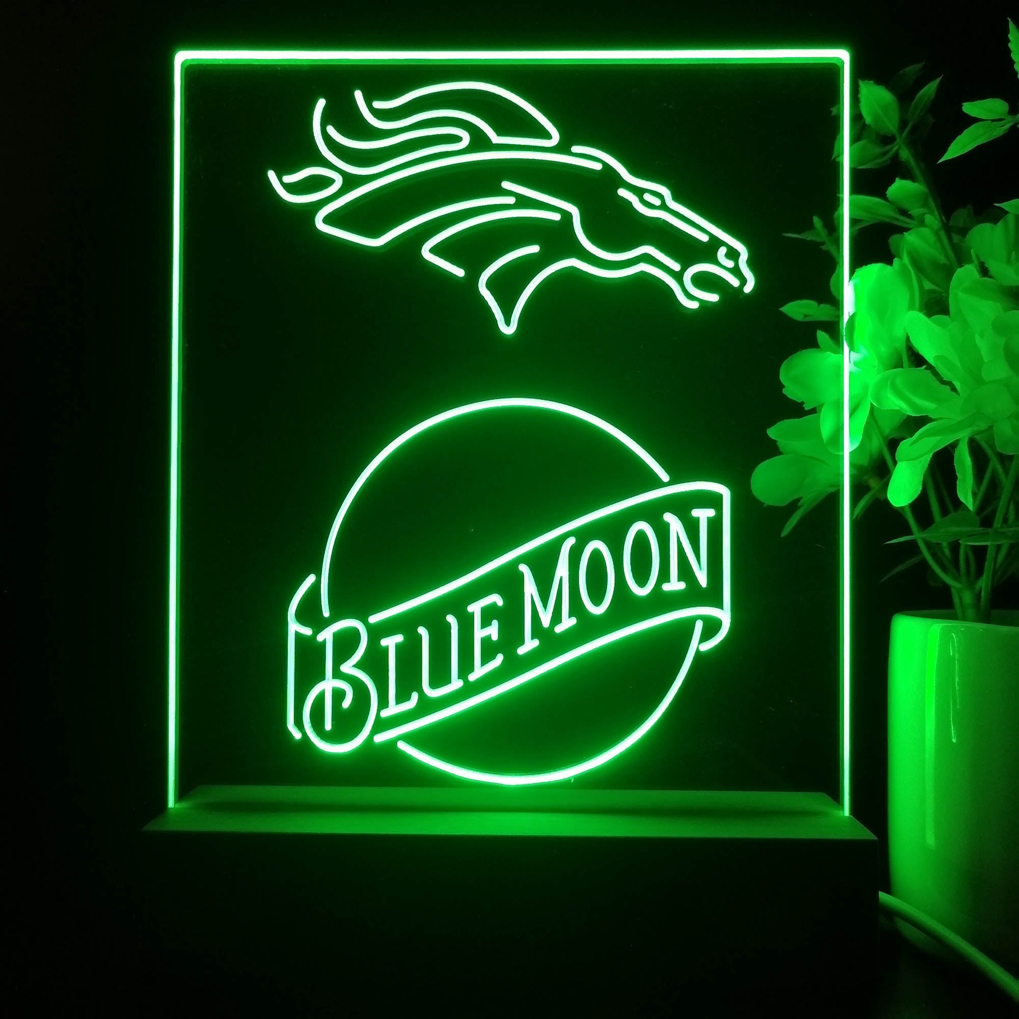 Denver Broncos Blue Moon Led Light Sign Pub Bar Lamp