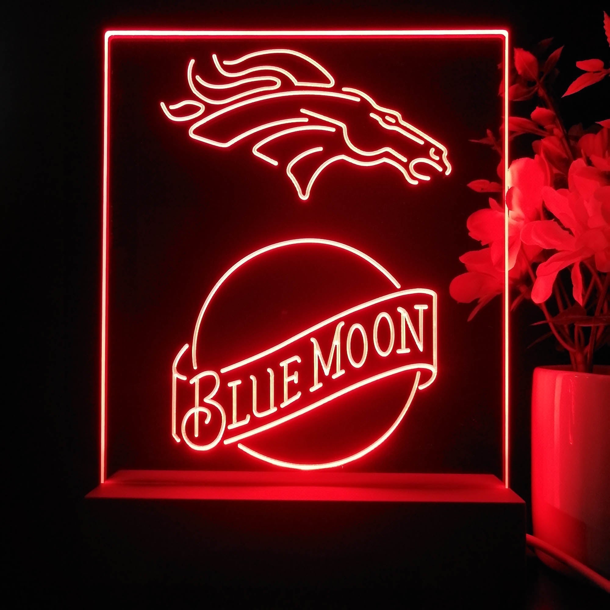 Denver Broncos Blue Moon Led Light Sign Pub Bar Lamp