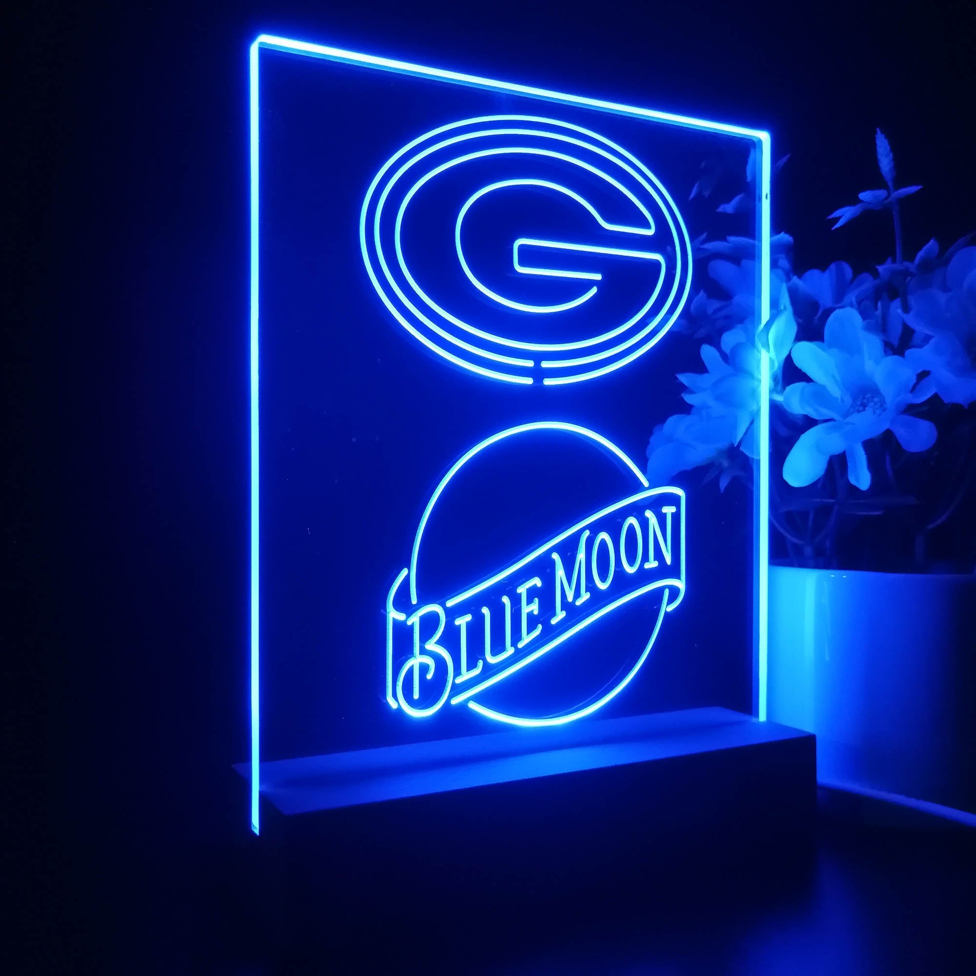 Green Bay Packers Blue Moon Led Light Sign Pub Bar Lamp