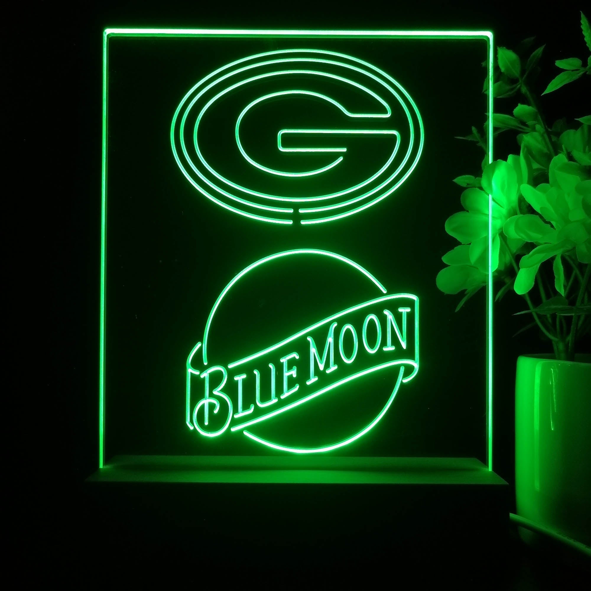 Green Bay Packers Blue Moon Led Light Sign Pub Bar Lamp