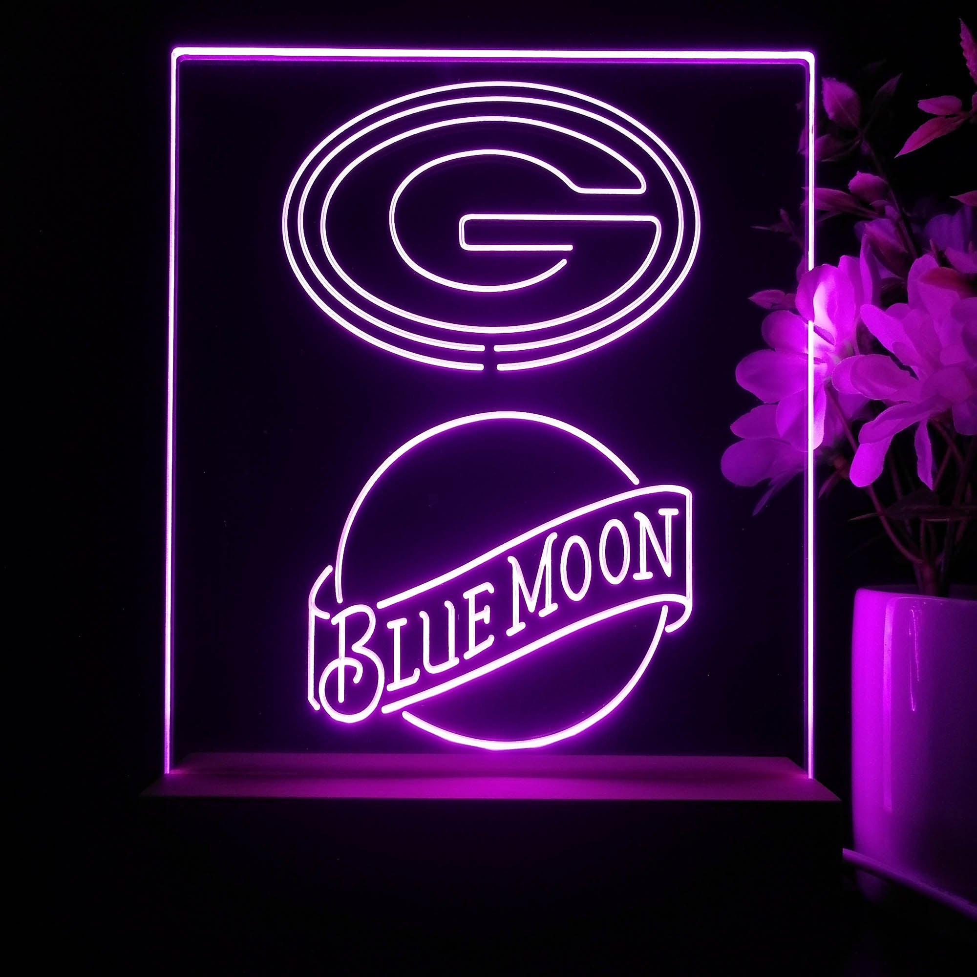 Green Bay Packers Blue Moon Led Light Sign Pub Bar Lamp