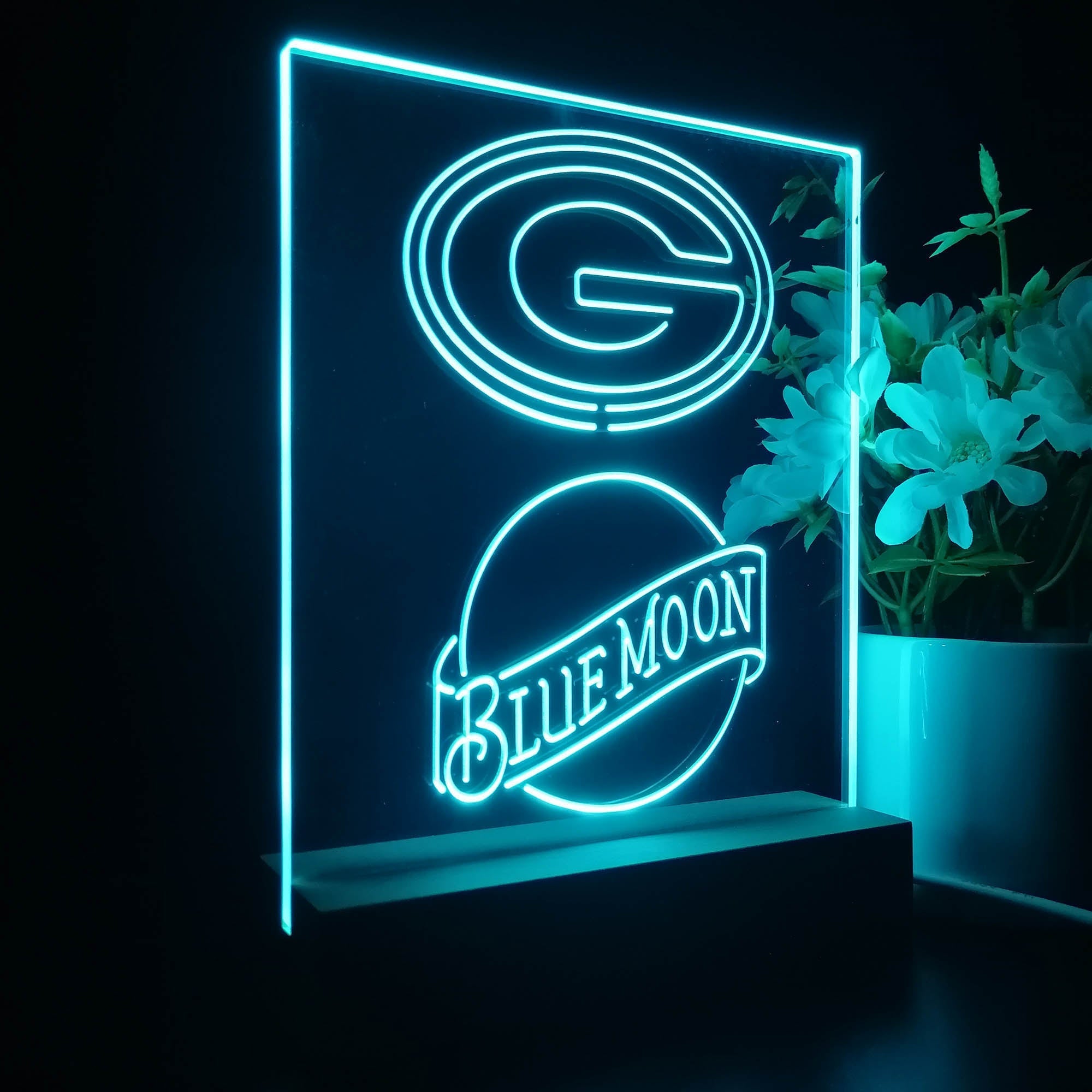 Green Bay Packers Blue Moon Led Light Sign Pub Bar Lamp