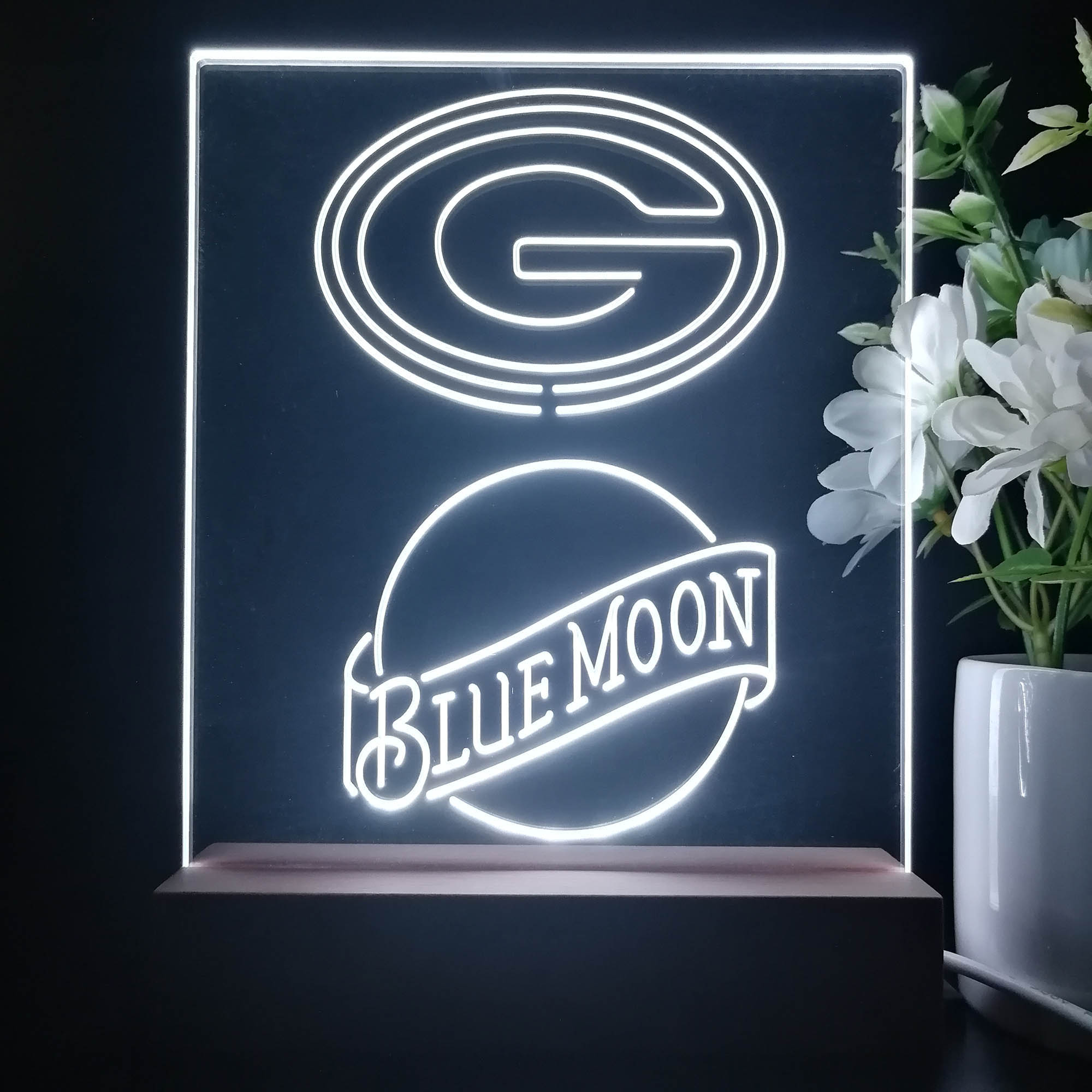 Green Bay Packers Blue Moon Led Light Sign Pub Bar Lamp